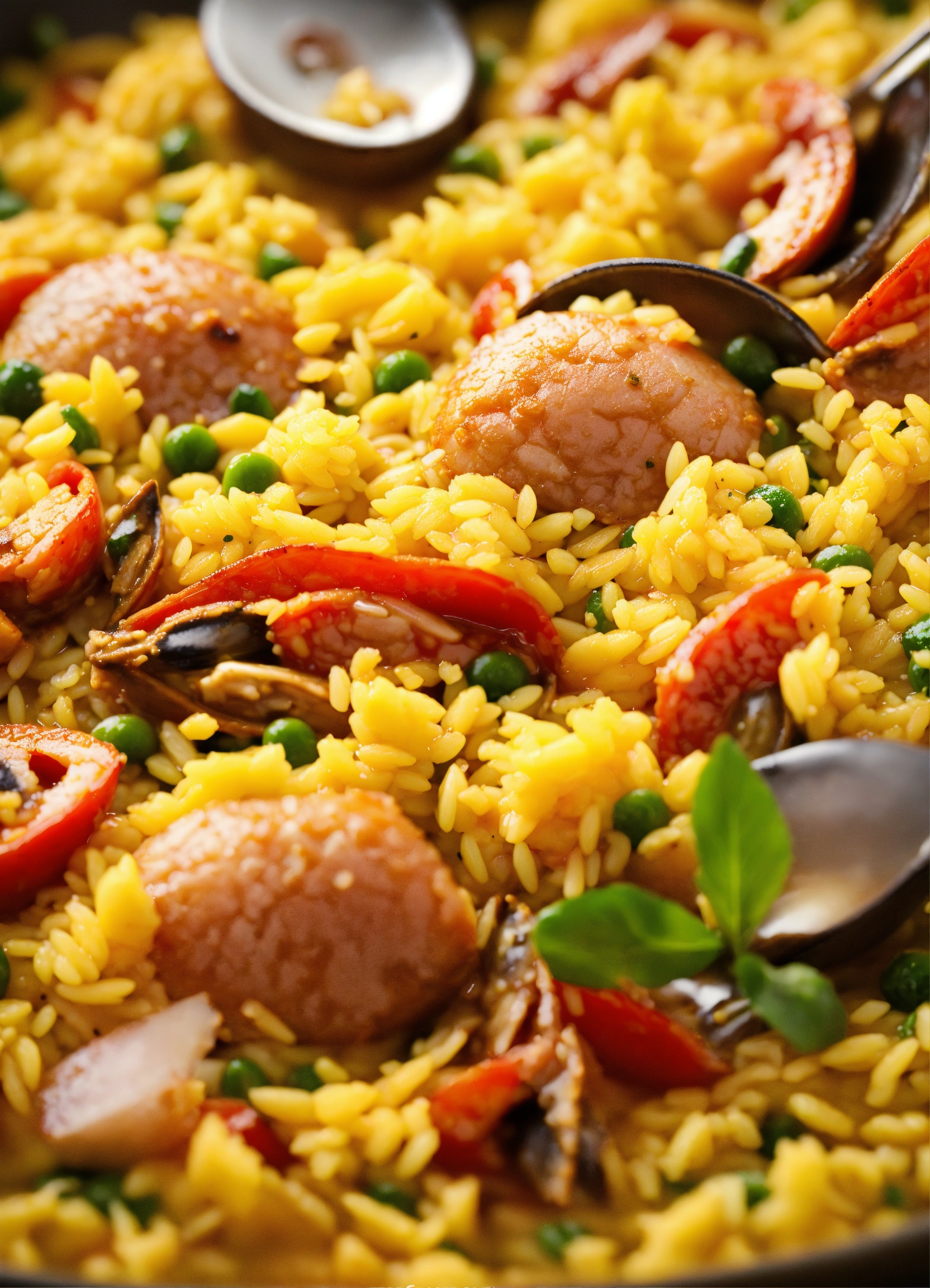 Lexica - Paella. With spectacular splashes of yellow rice. Creative