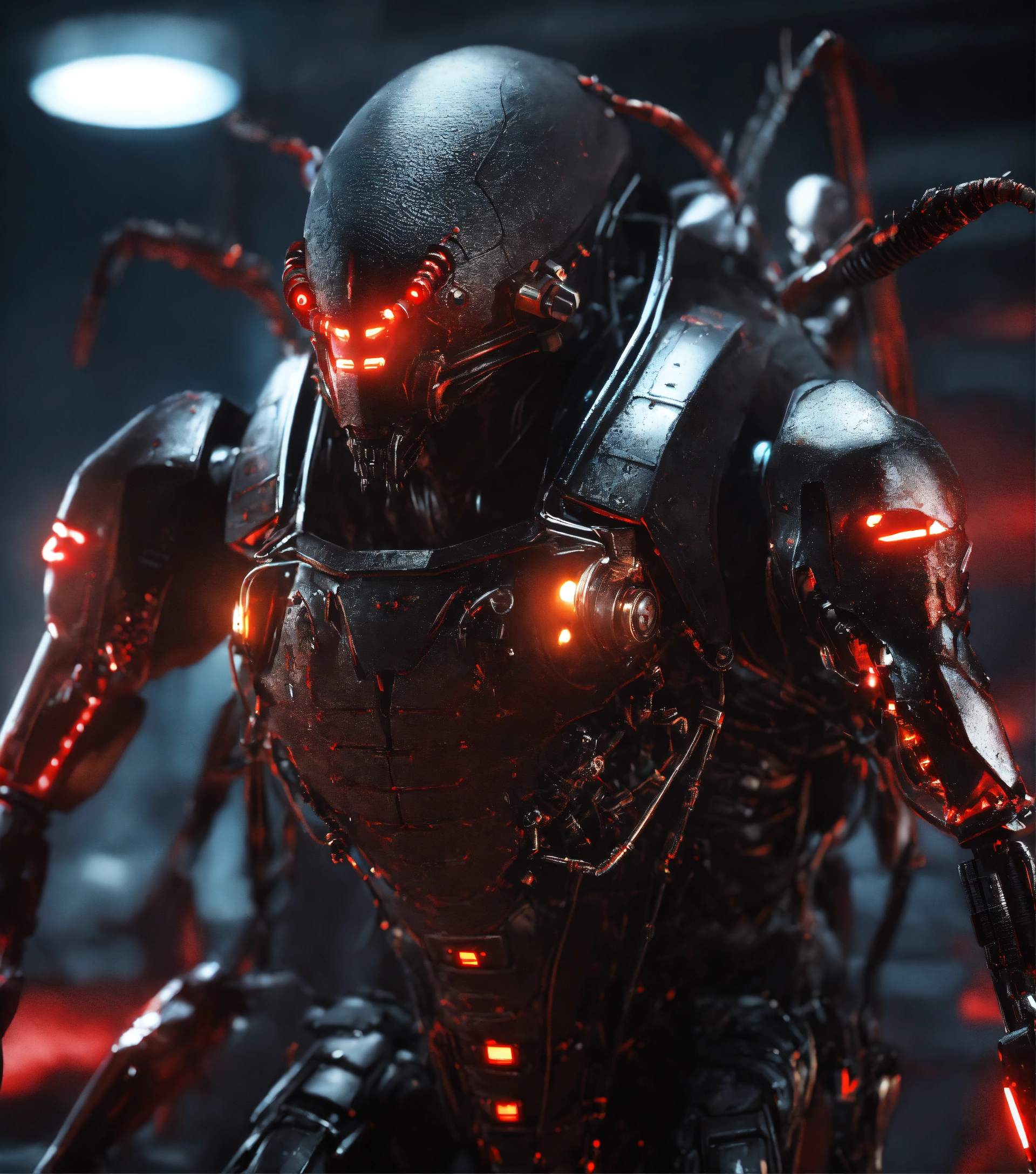 Lexica - Black cockroach faced humanoids with red eyes and detailed ...