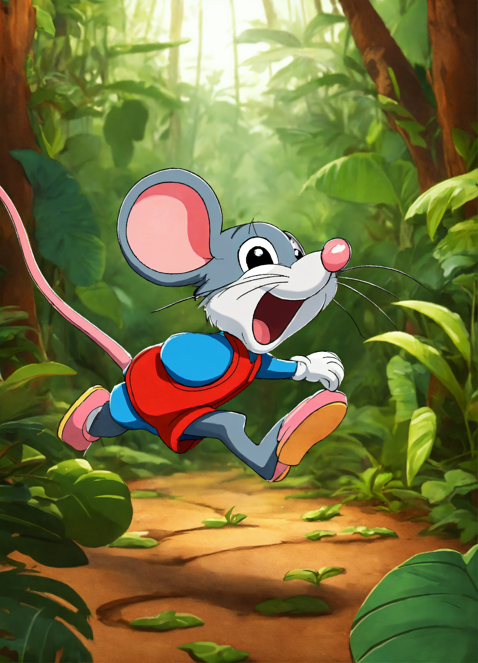 Lexica - Cartoon mouse running in jungle