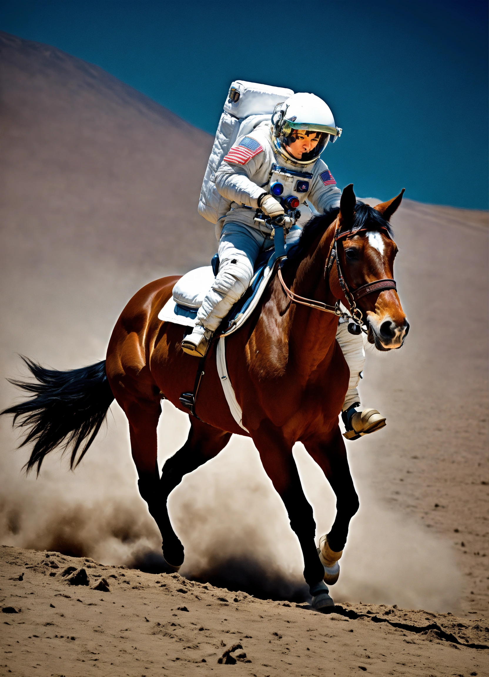 Lexica - Photo of a large horse riding on top of an astronaut’s back