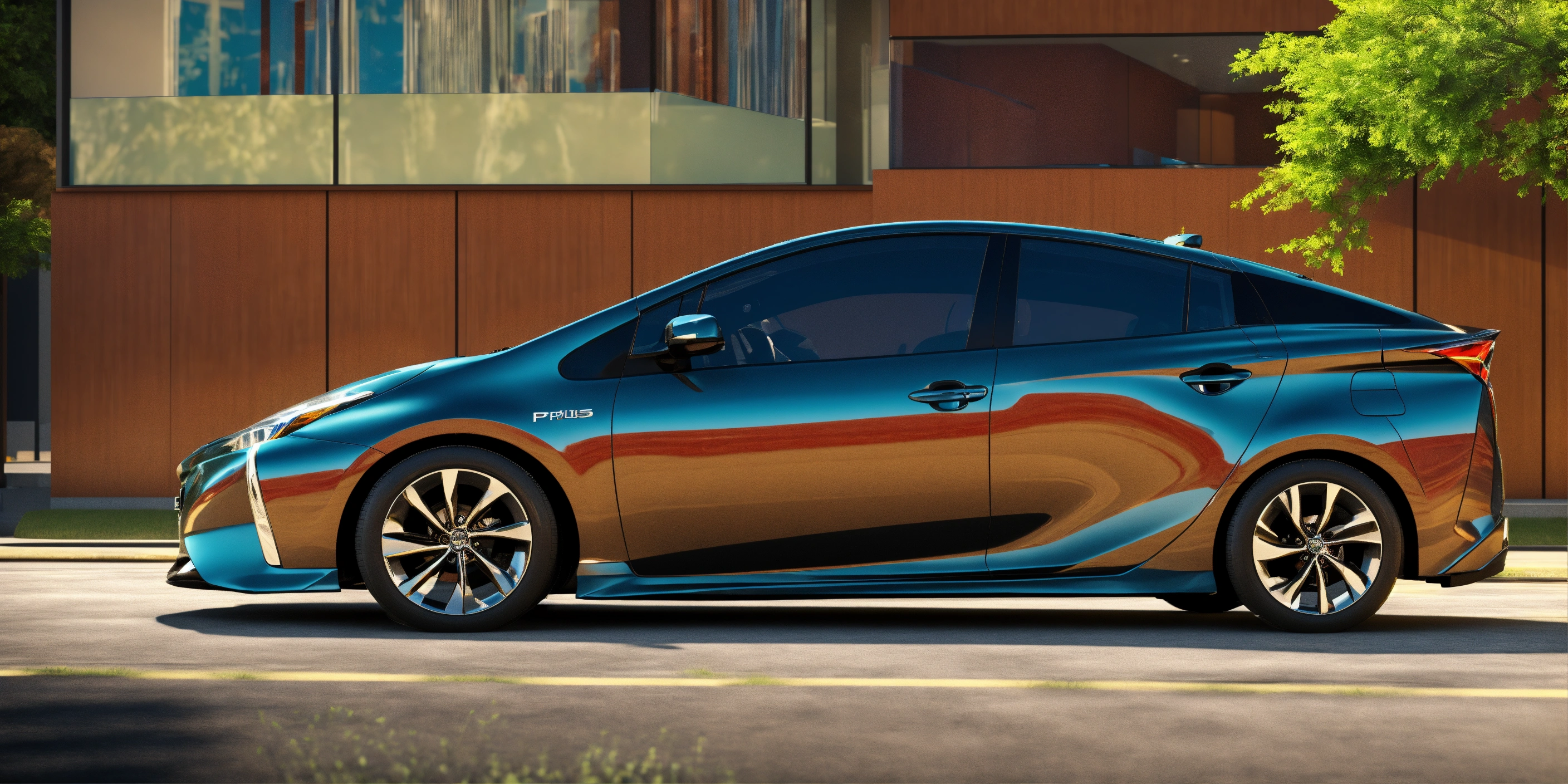 Lexica - Prius, driving, side view, whole car, 4k, 3d render