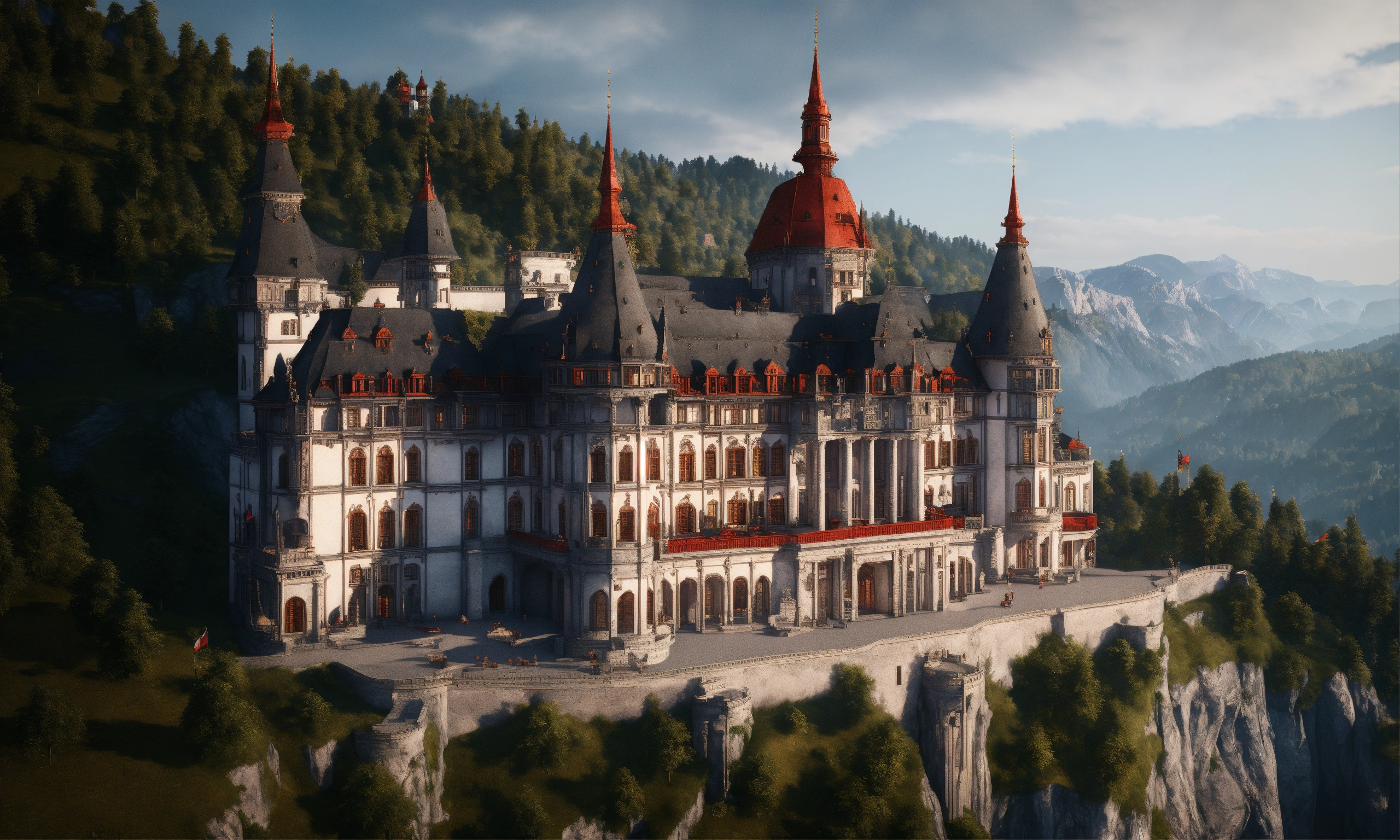 Lexica - Full image of a massive silver and black royal palace with an ...