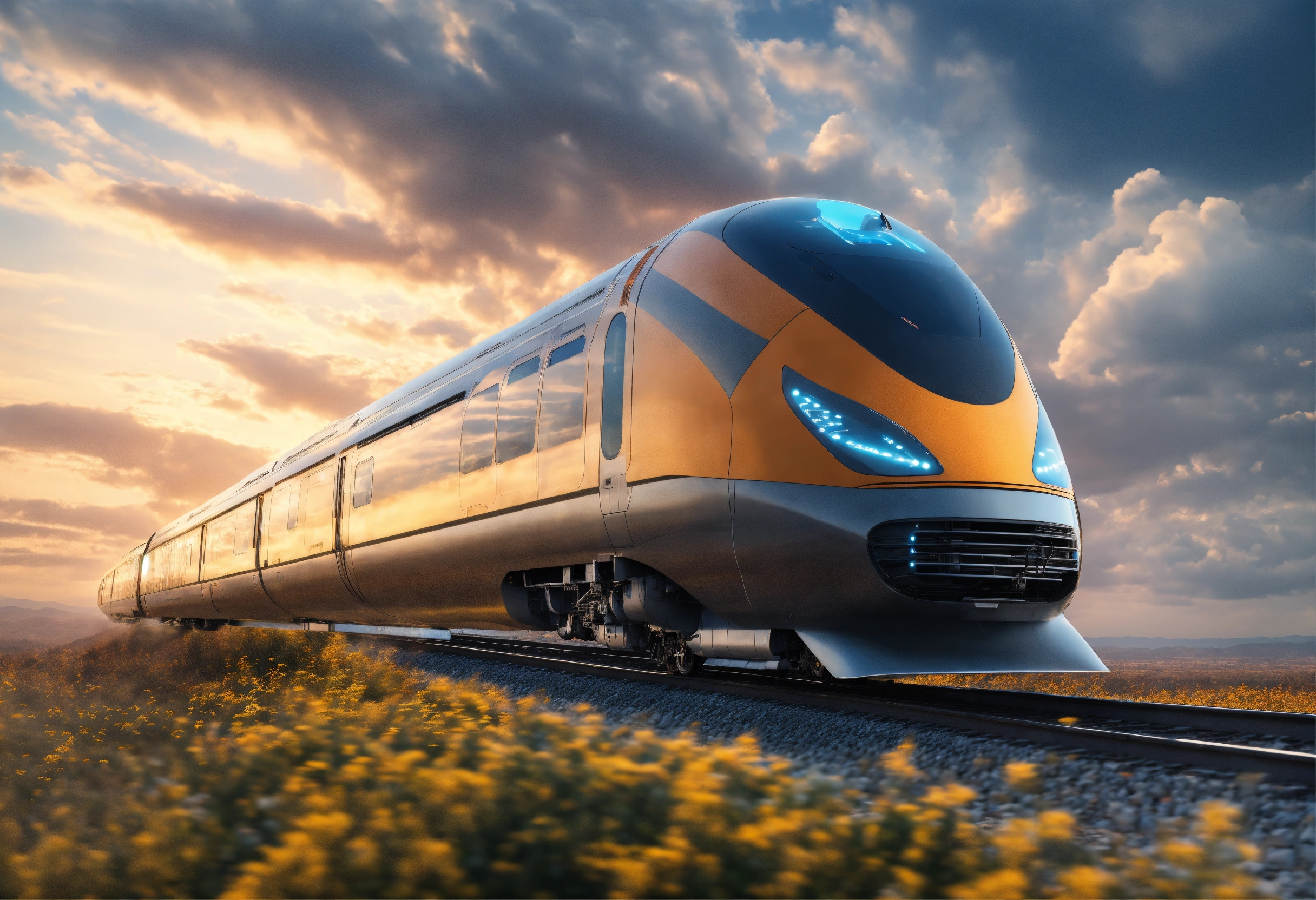 Lexica - Train of the future flying in the sky , 8k , masterpiece