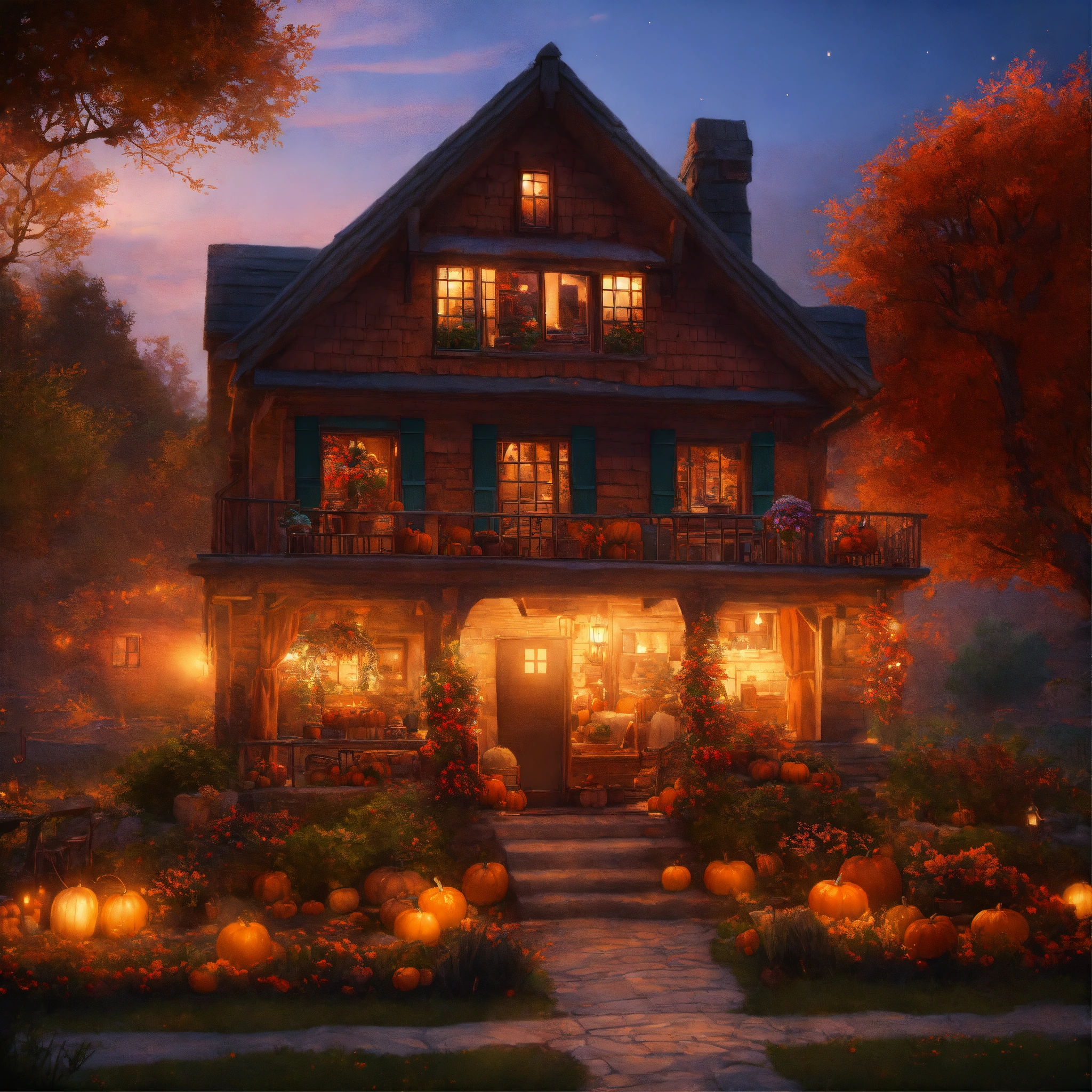 Lexica - Epic shot of a ultra cozy thanksgiving house, ultra detailed ...