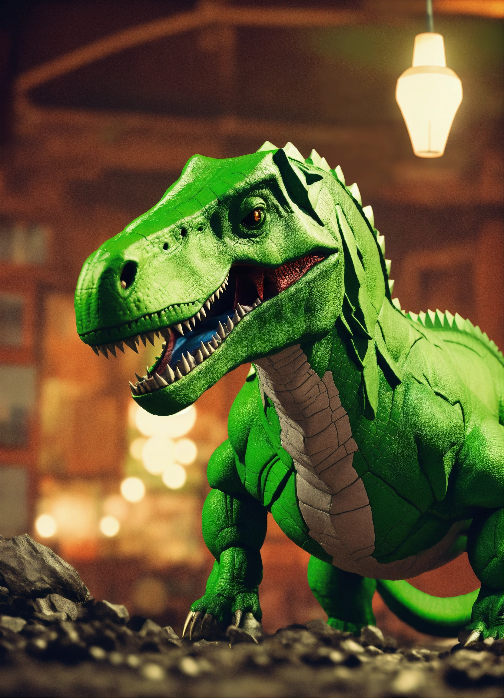 Lexica Green T Rex In A Comic Book Style And Volumetric Lighting