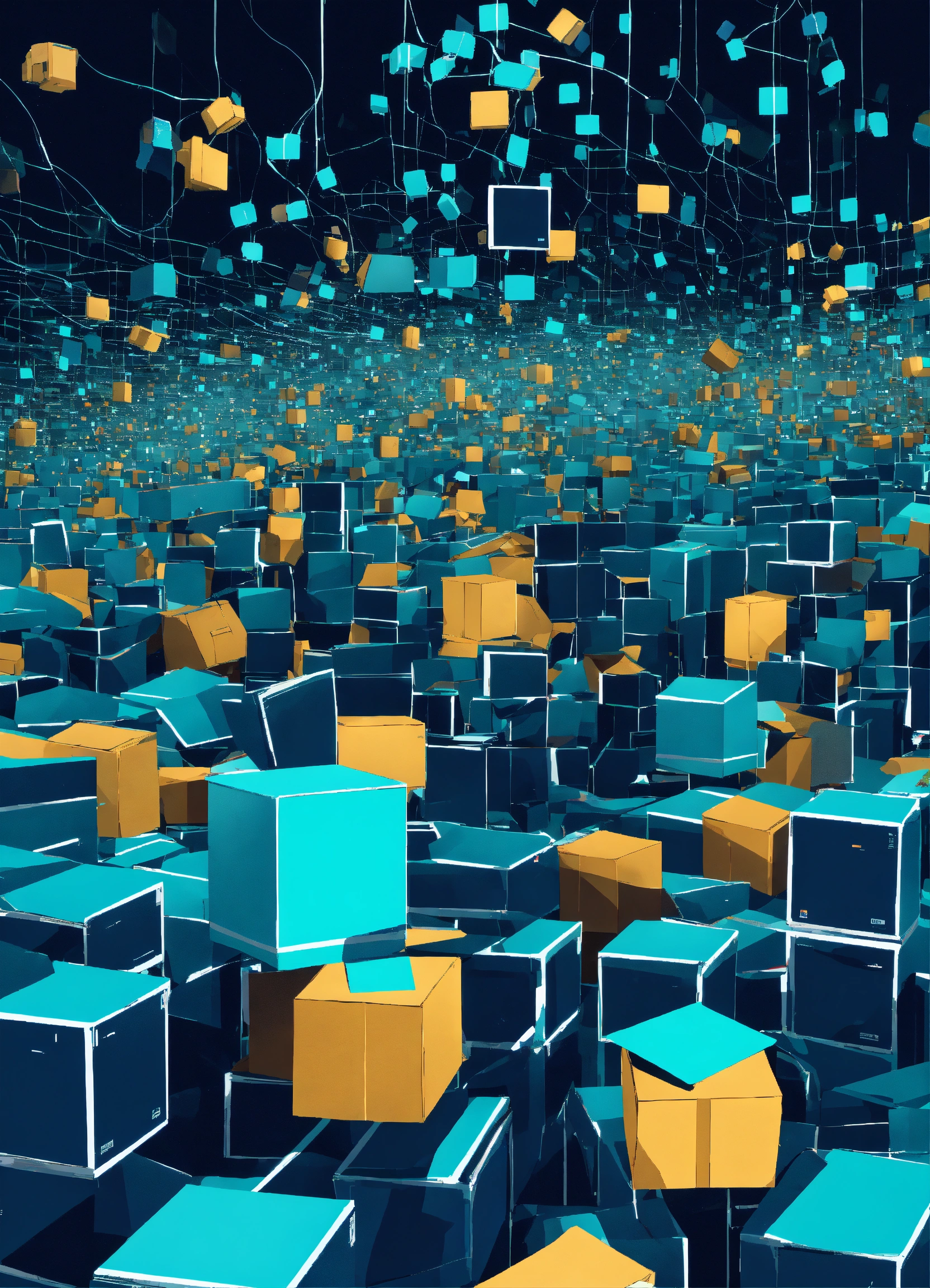 Lexica - Illustration of a million invisible information boxes being ...