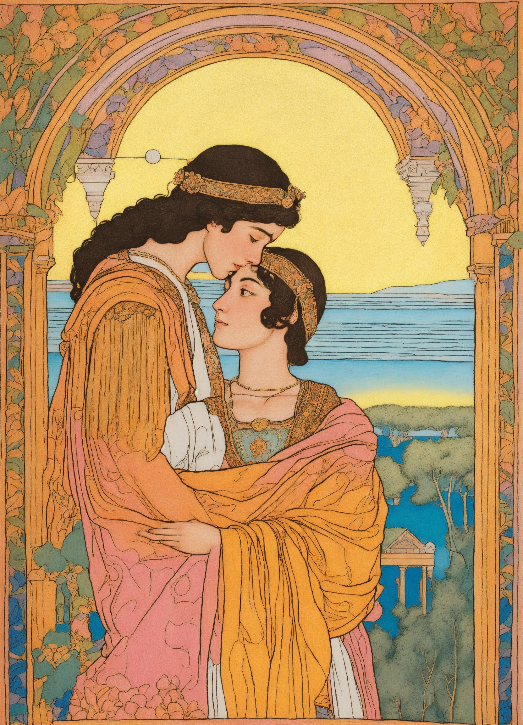 Lexica - Traditional Roman art drawing the nature of Love. Line drawing ...