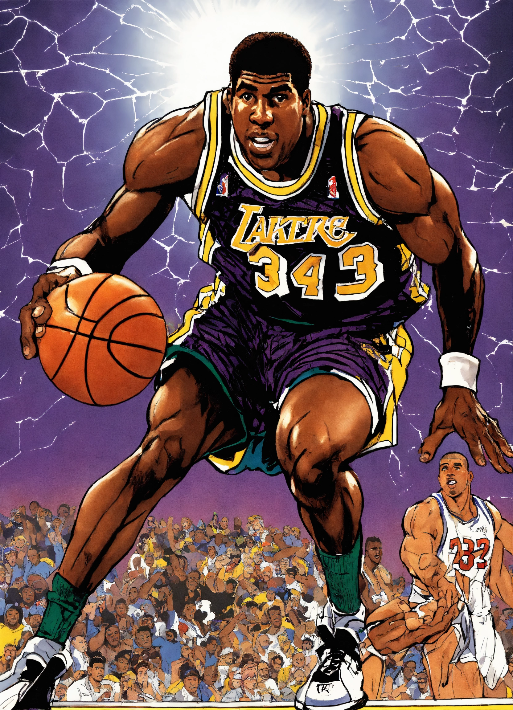 Lexica - Magic Johnson in action drawn by Todd McFarlane