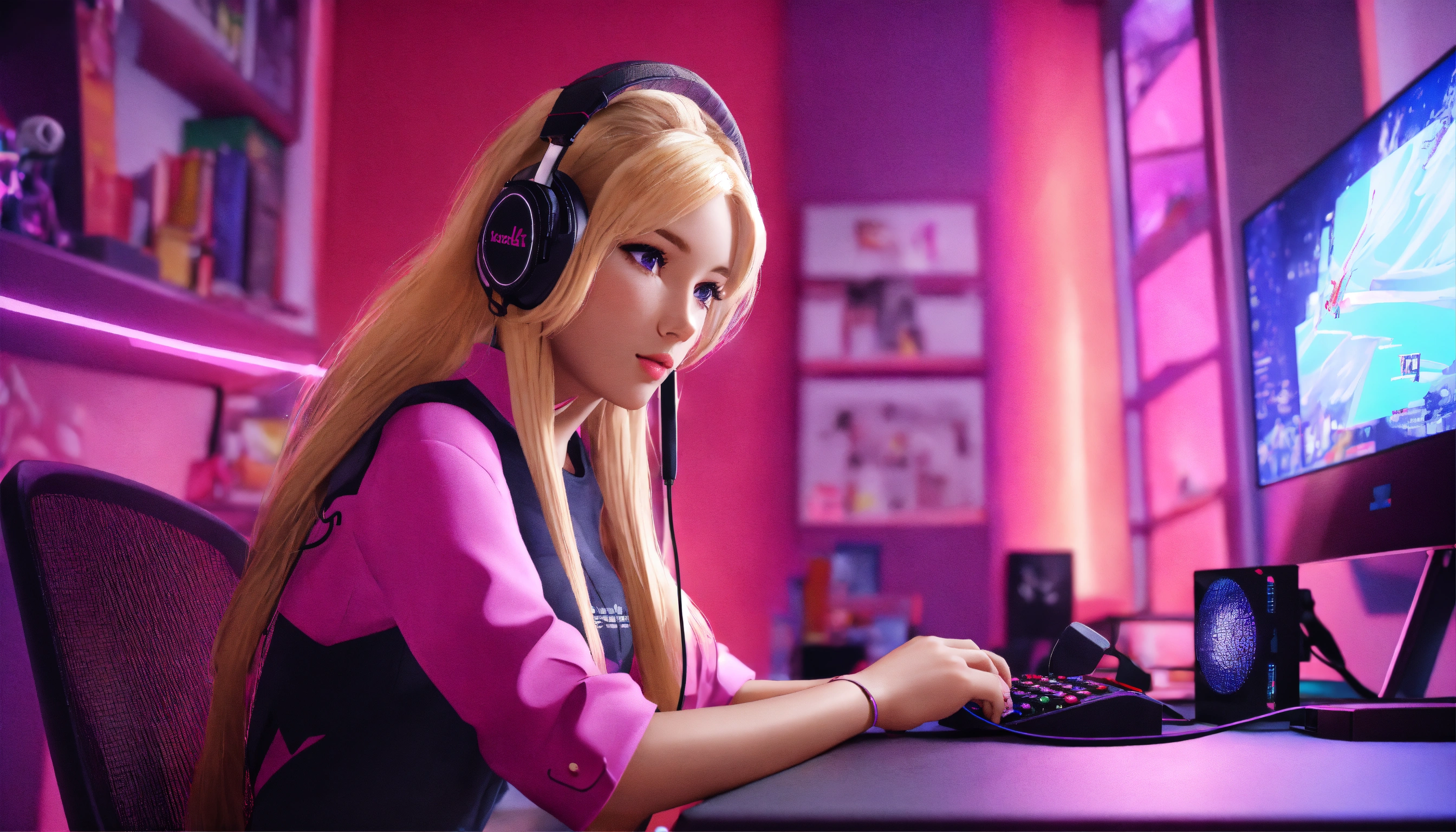 Lexica - Cute blonde European woman, long hair, streamer, gamer ...