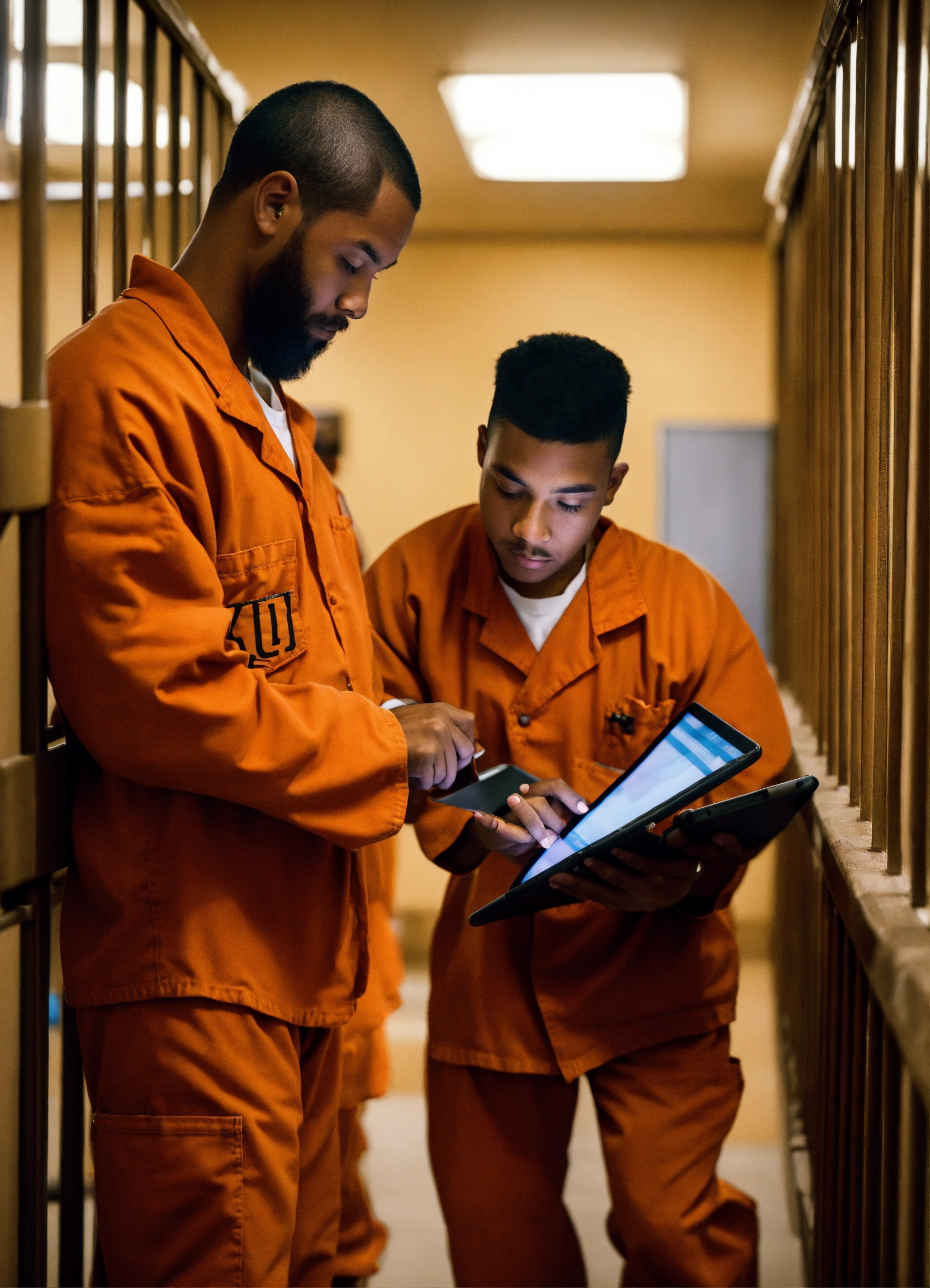Lexica - An jail inmate using a tablet for educational purposes, inmate ...