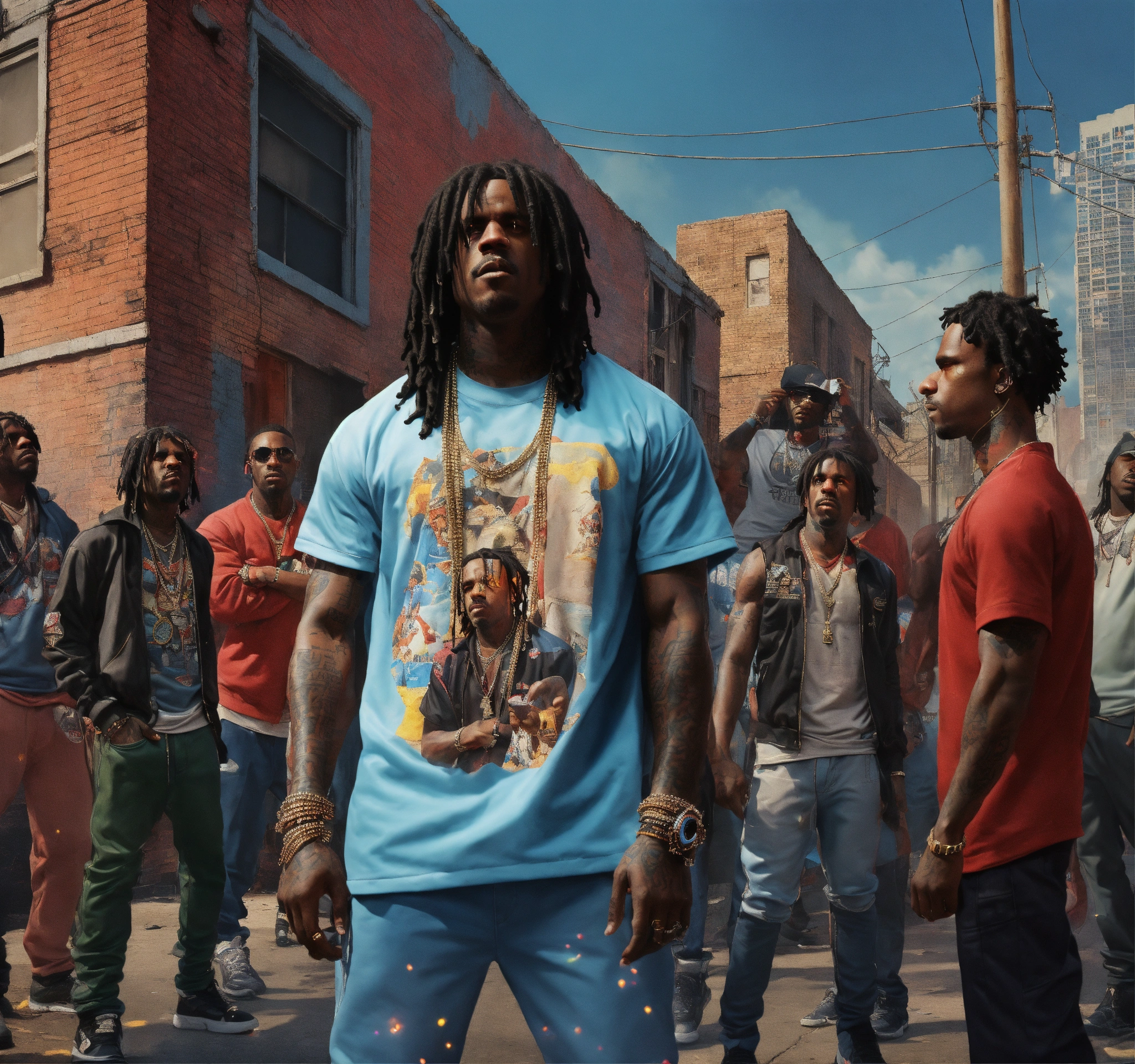 Lexica - Sky view Pop art, hyperrealist full body portrait of black ...