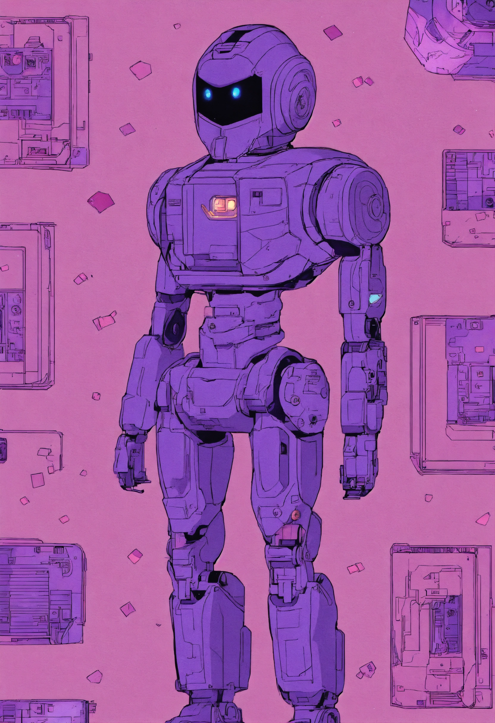Lexica - Anime, aesthetic, violet robot pattern