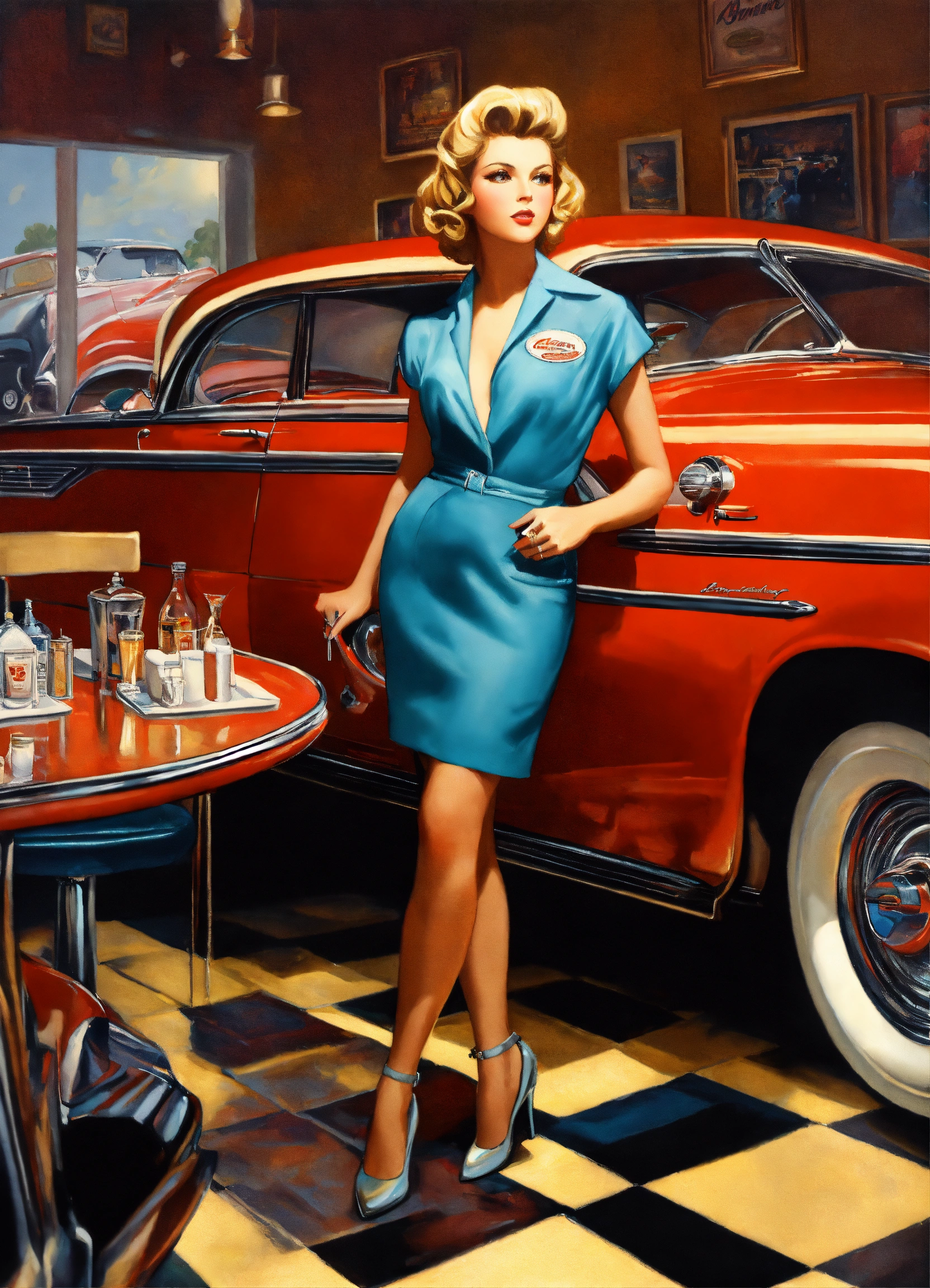 Lexica - Ultra realistic full body photo of american diner, with ...