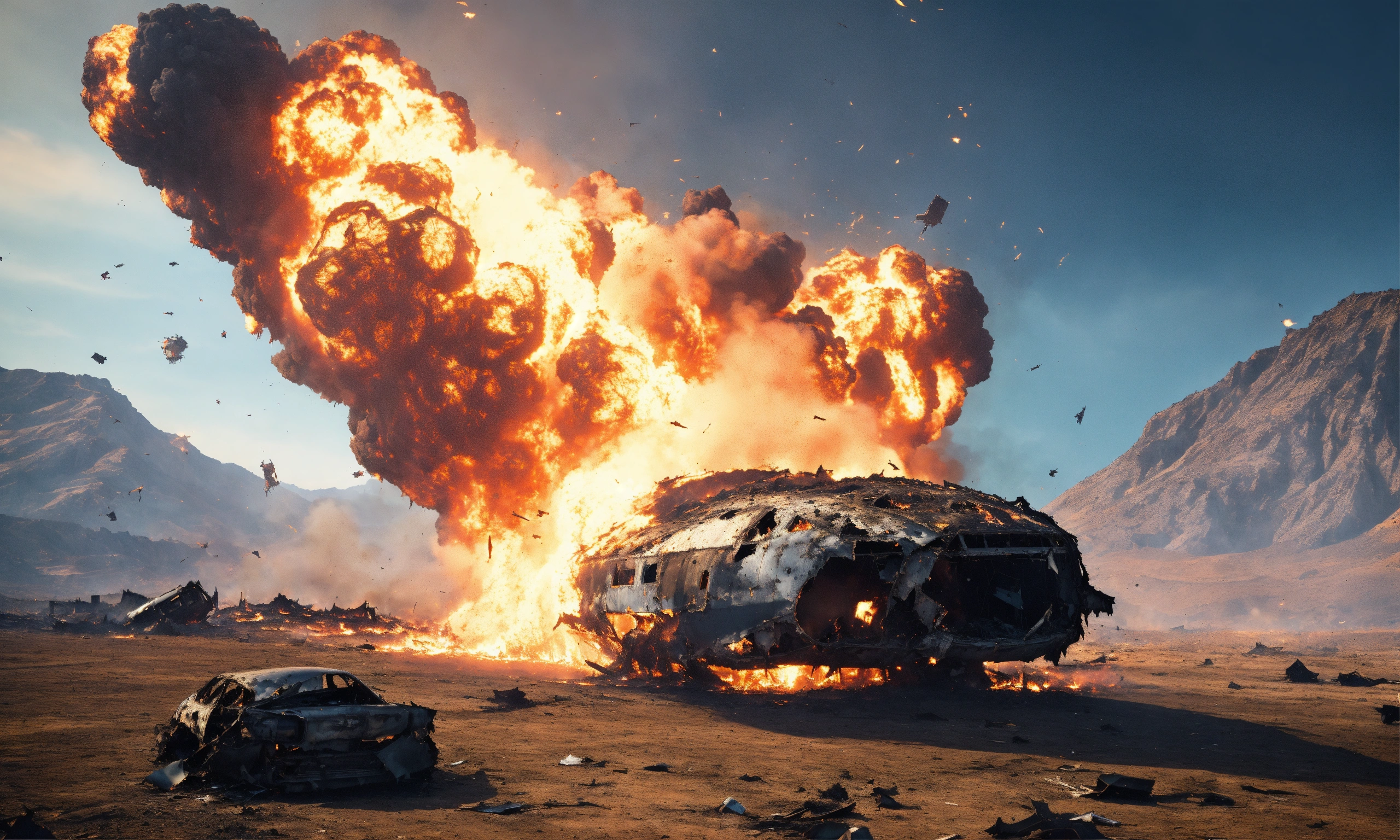 Lexica - Space plane wreckage crashing into an explosive fire on alien ...