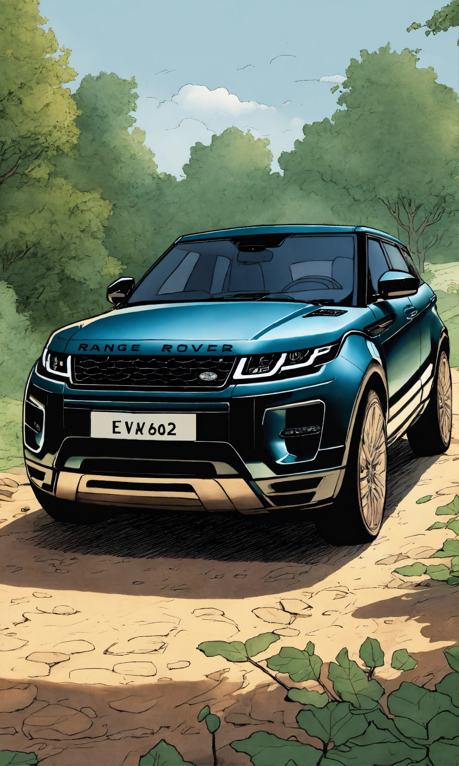 Lexica - Detailed pen and ink illustration of Range Rover Evoque 2022 ...