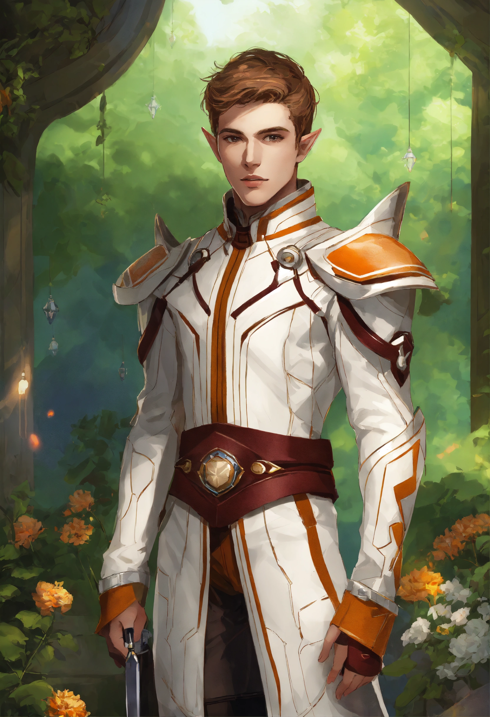 Lexica - Drawing of a sci fi high elf, space, palace, white cybernetic ...