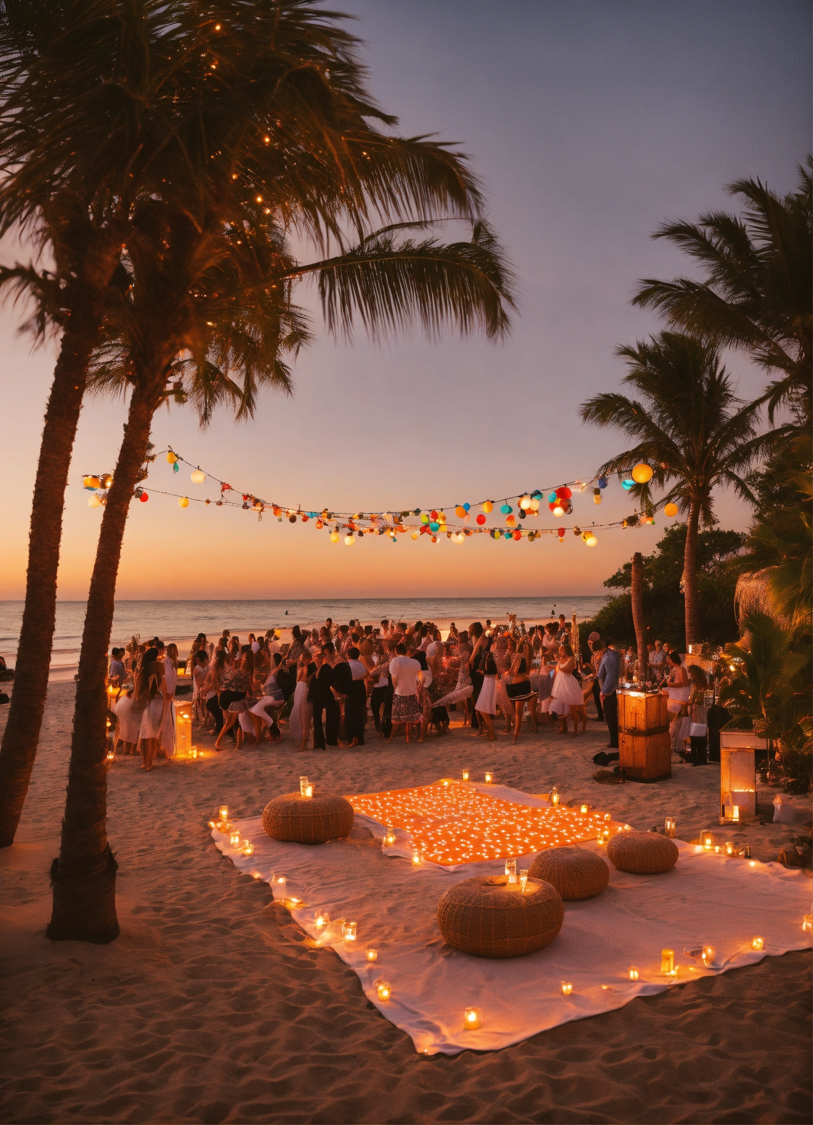 Lexica - A beach party with a dance floor.