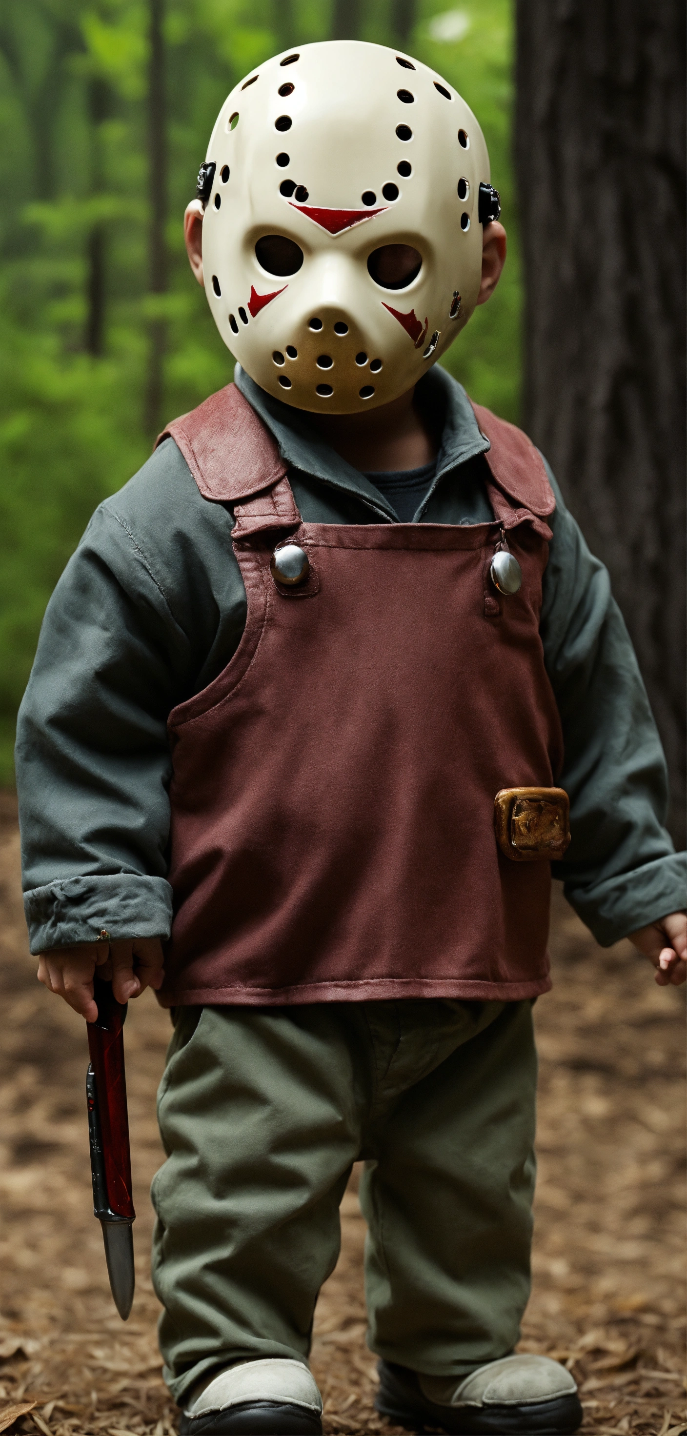 Lexica - Jason Voorhees is a cute baby, photorealism ultra-réalist.