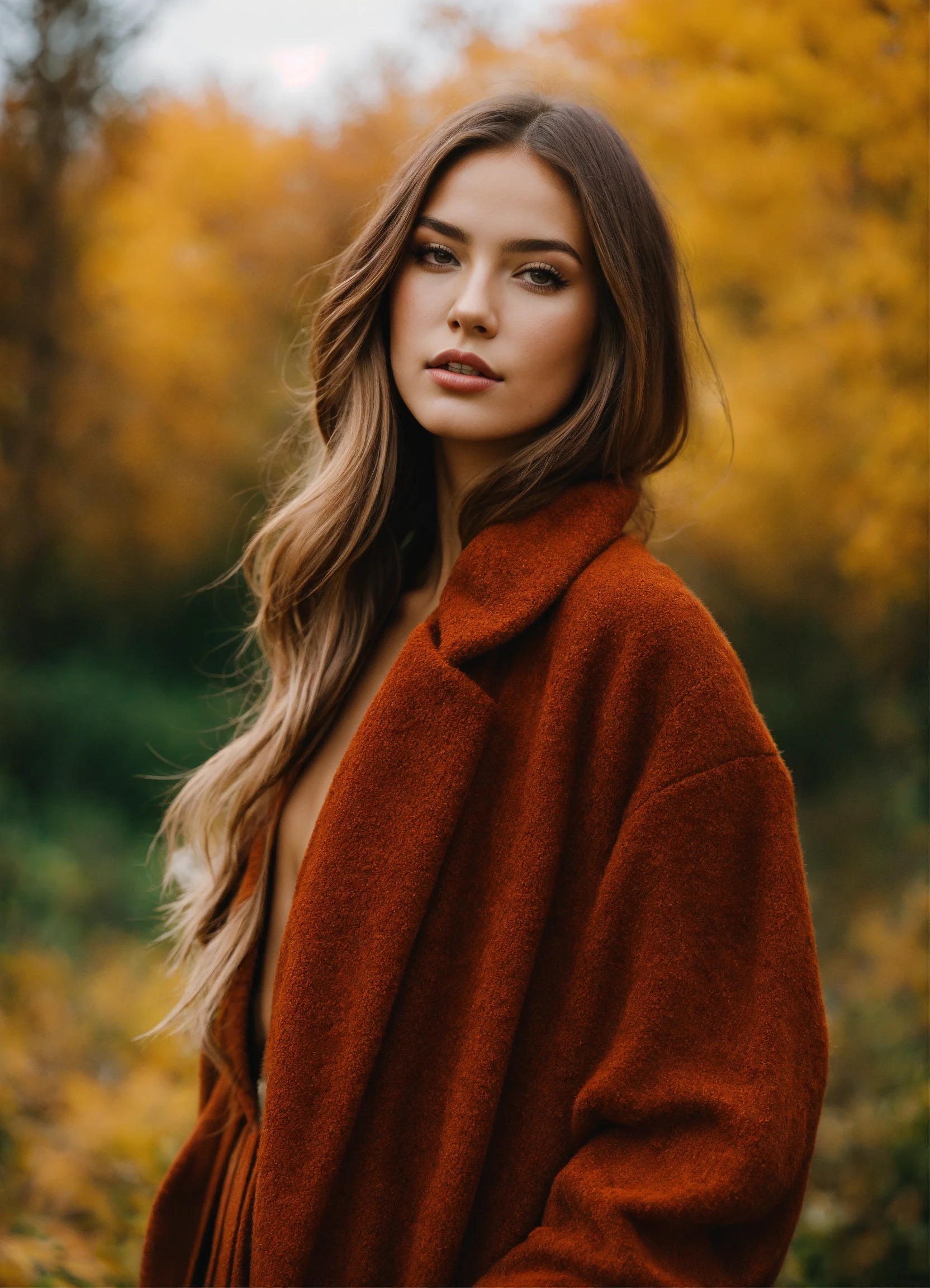 Lexica - A beautiful girl wearing rich autumn tones --raw