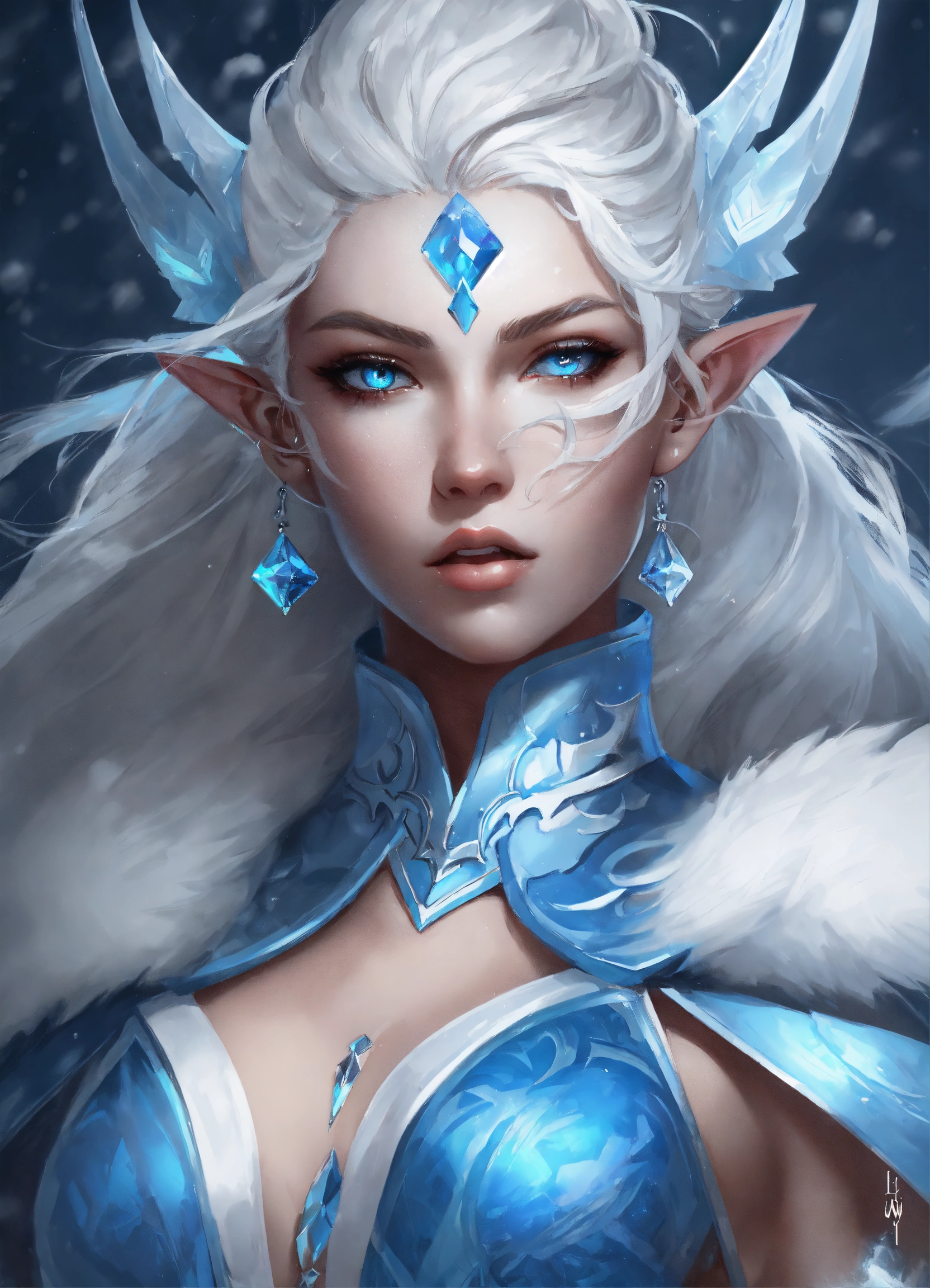 Lexica - Stunning artwork of an Ice Genasi with blue skin from Dungeons ...