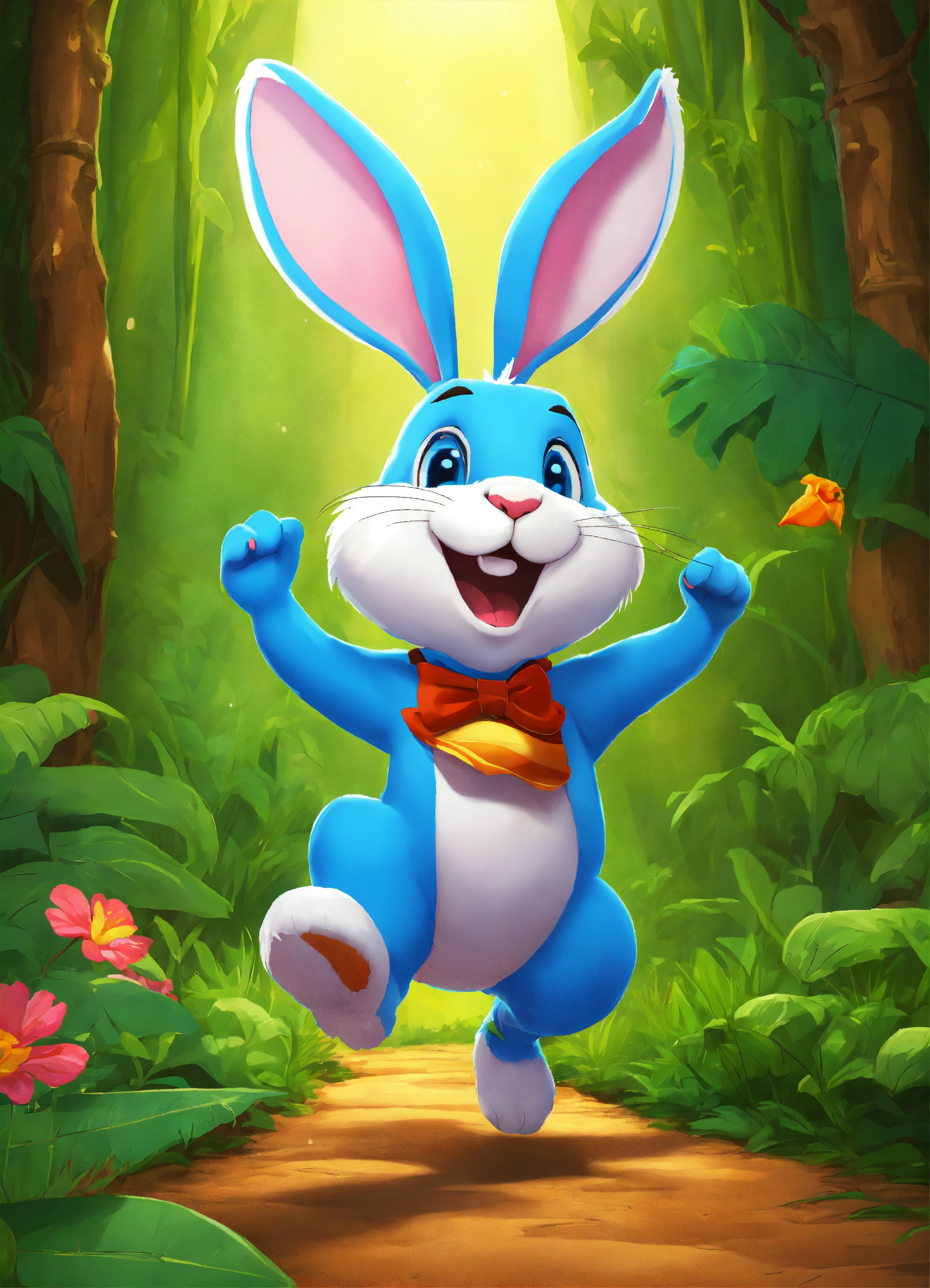 Lexica - Let cartoon big rabbit running in jungle