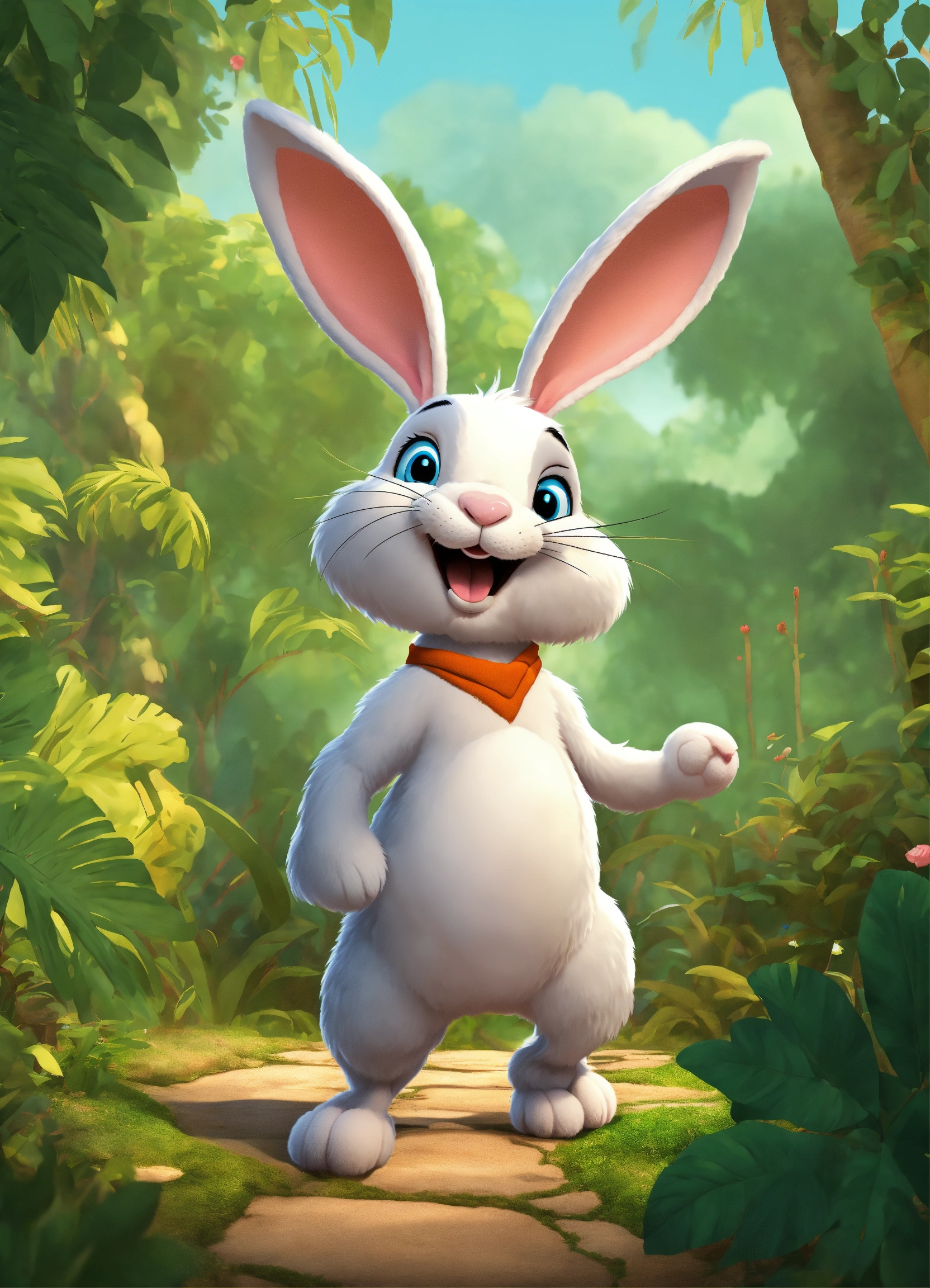 Lexica - Let cartoon big rabbit walking on two legs in jungle