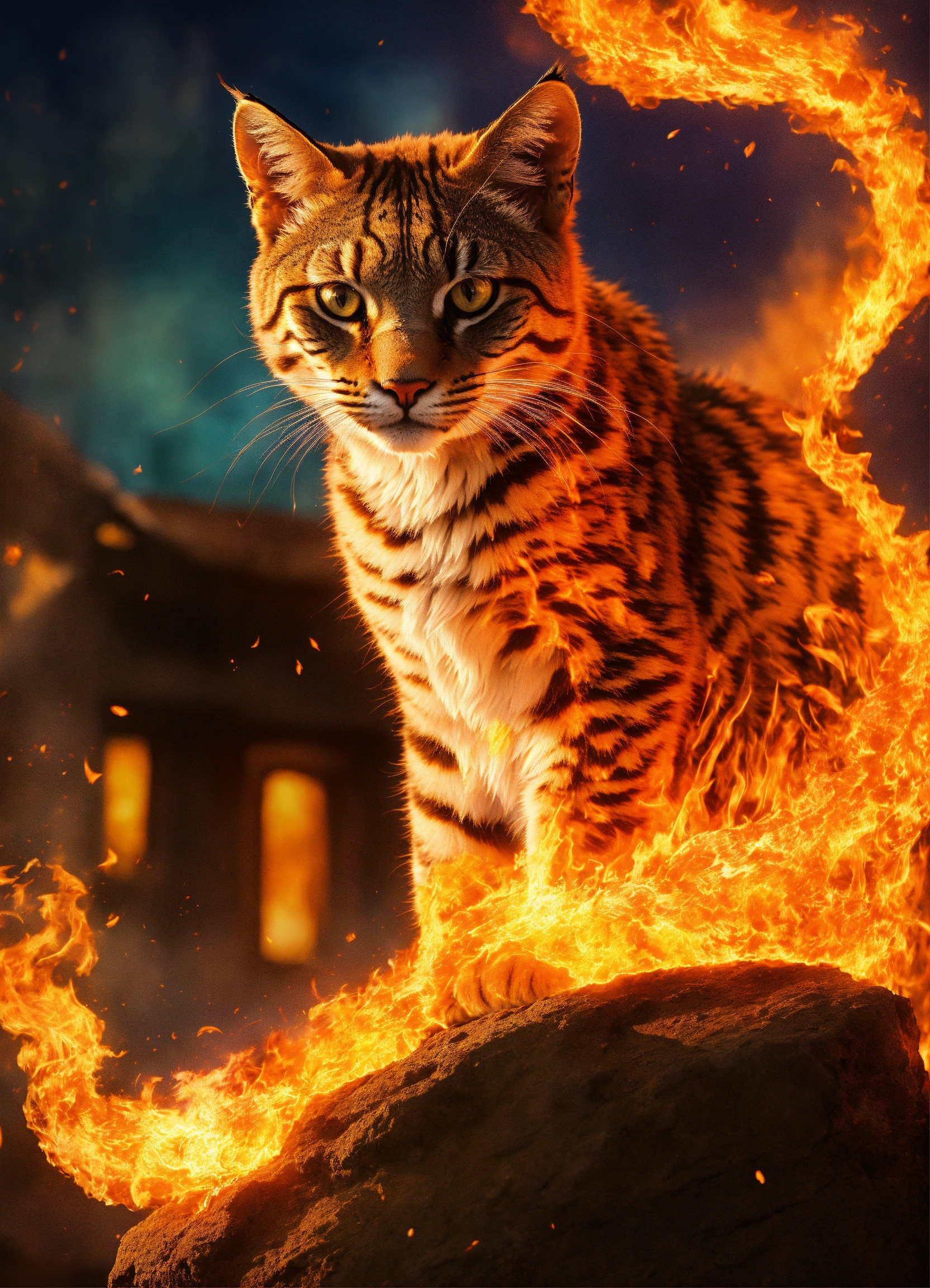 Lexica - A magical wildcat made of fire