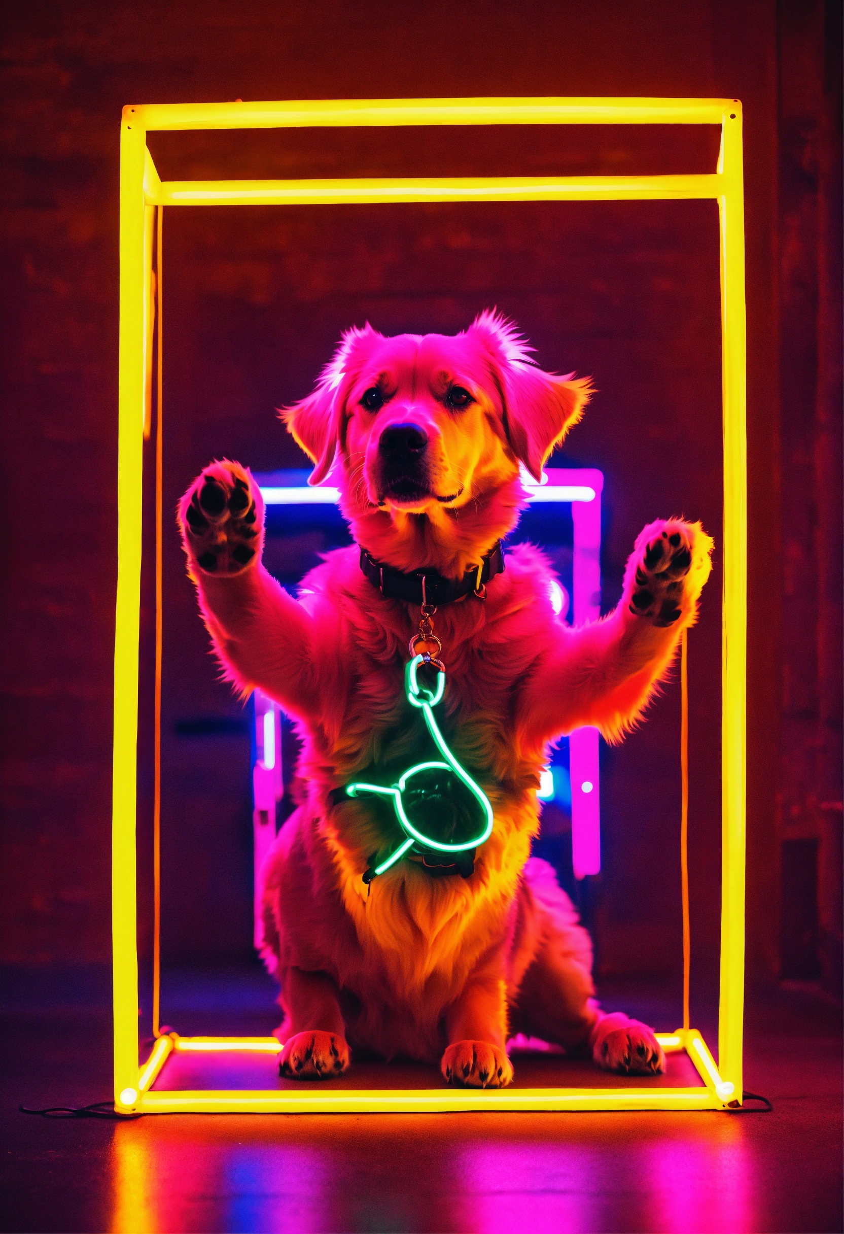 Lexica - Neon dog clapping