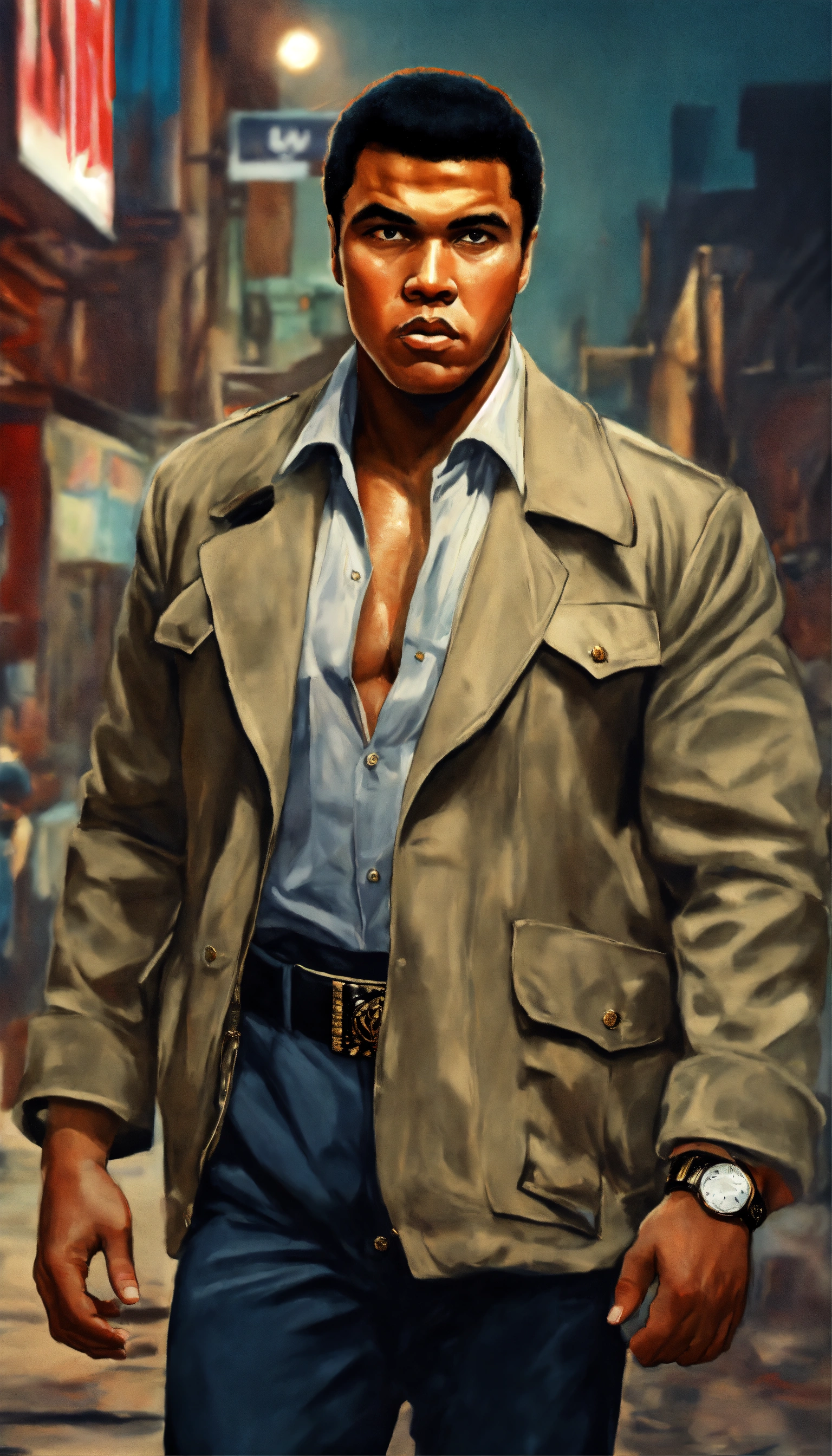 Lexica - Muhammad ali as a gangster in modern 2023, high quality