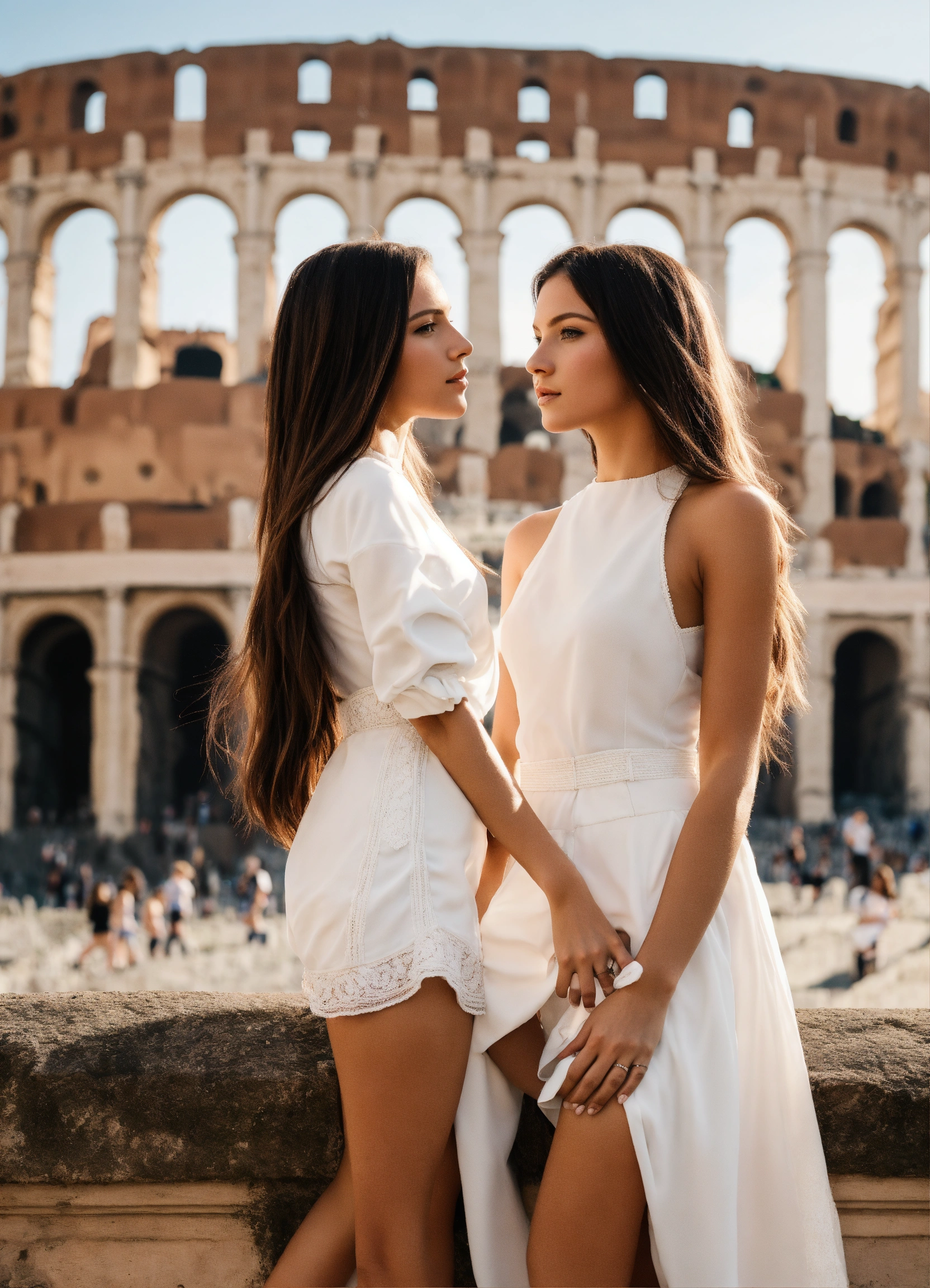 Lexica - Photo of skyline of rome at day with two female models and the ...