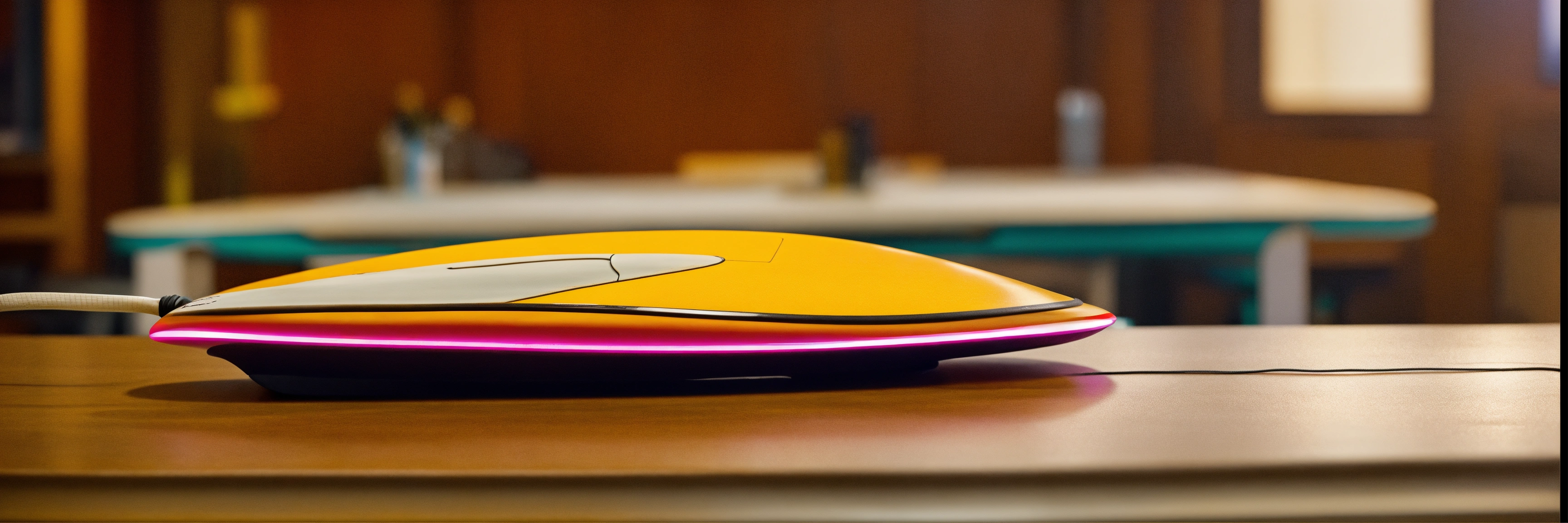 Lexica - Hybrid of computer mouse and surfboard on the office table