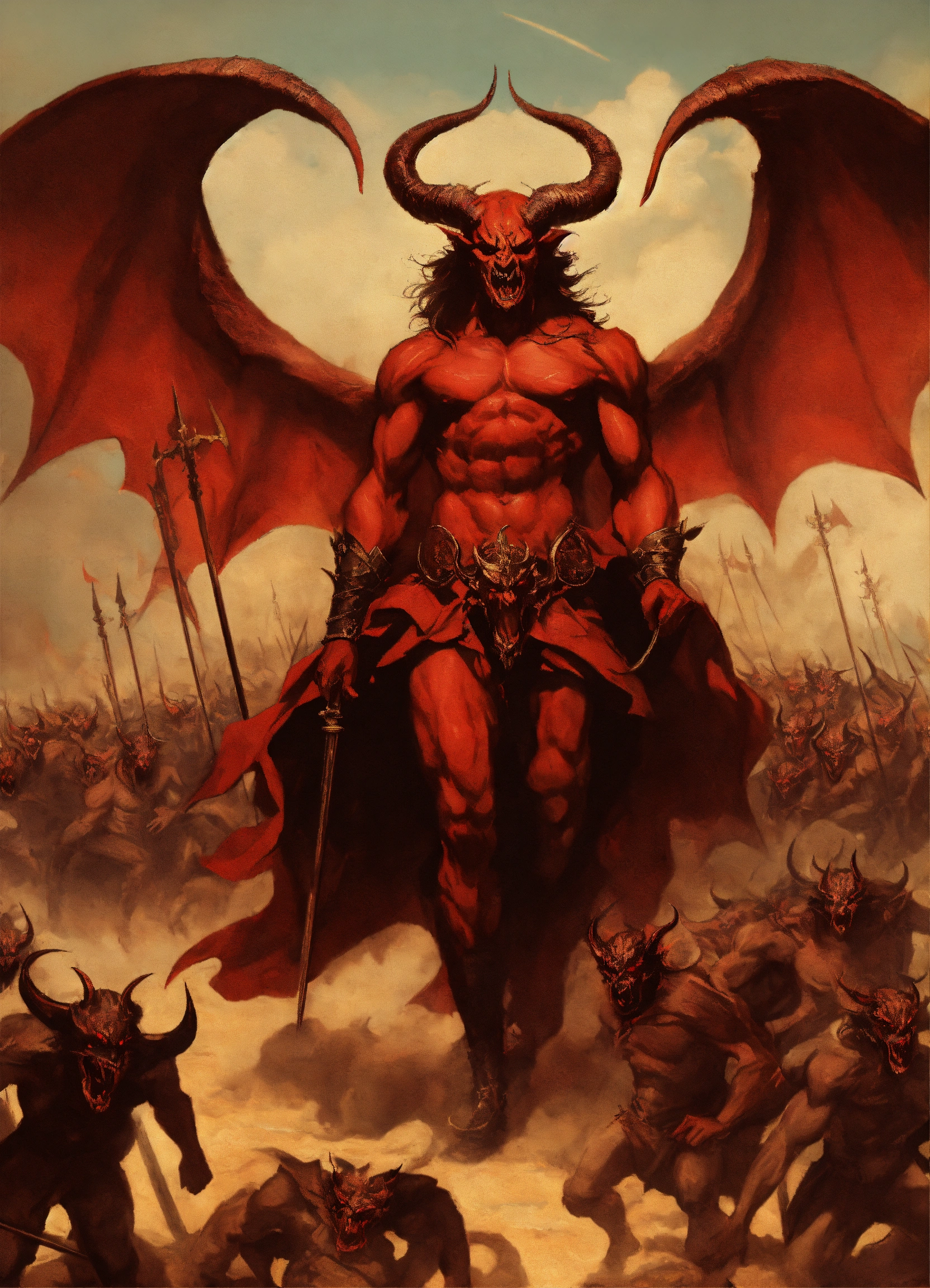 Lexica - The Satan, leading an army of demons to war.