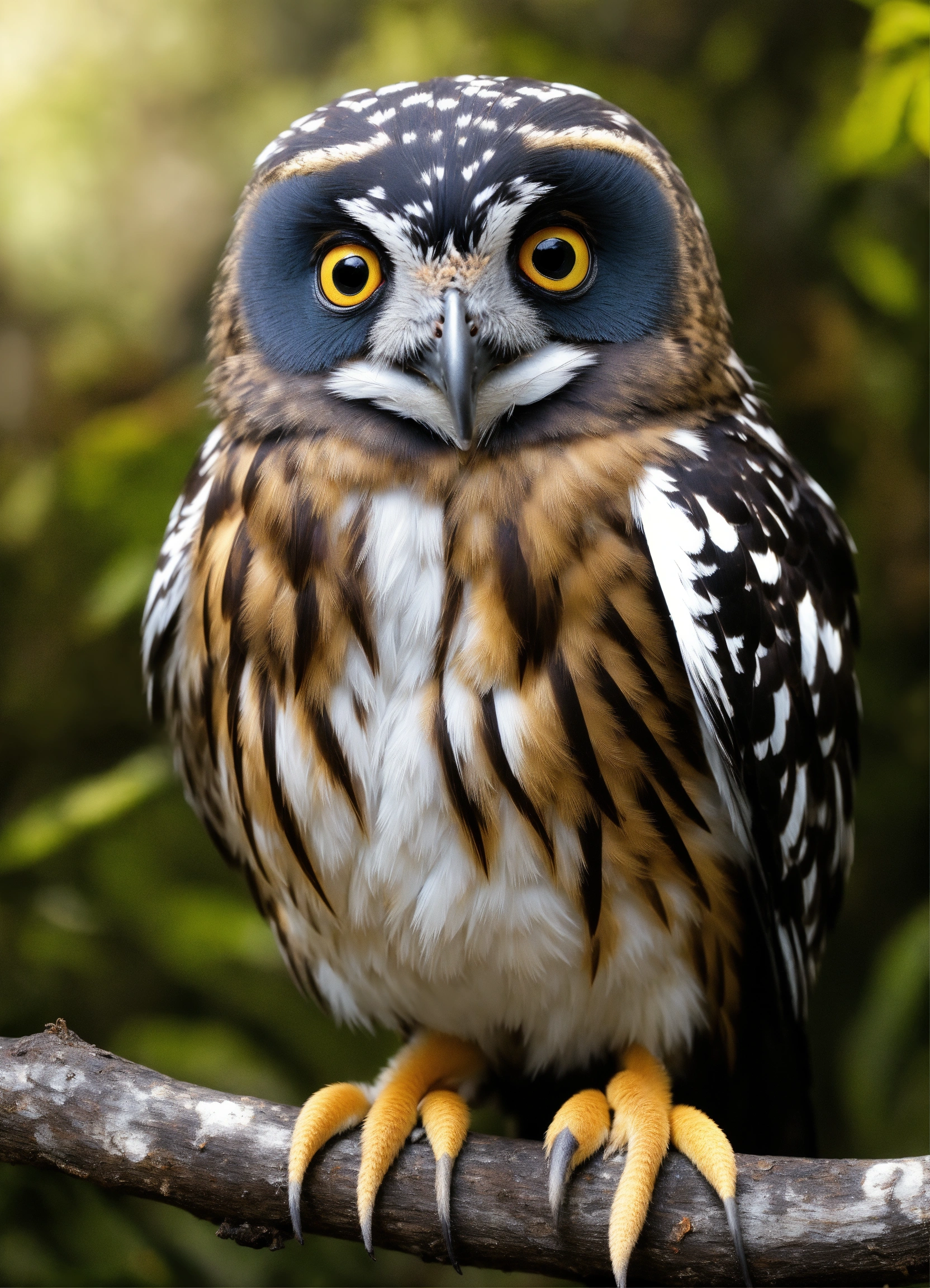 Lexica - White ruru morepork black background photo realistic