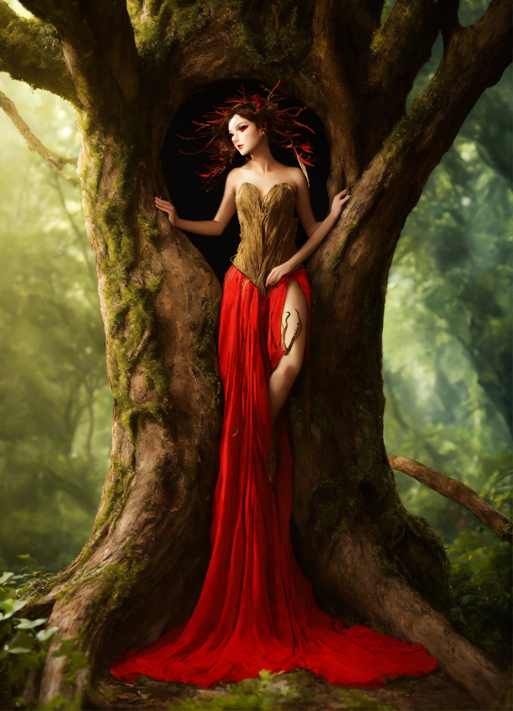 Lexica - Tree woman who has trunk-shaped legs and brown leak-shaped ...