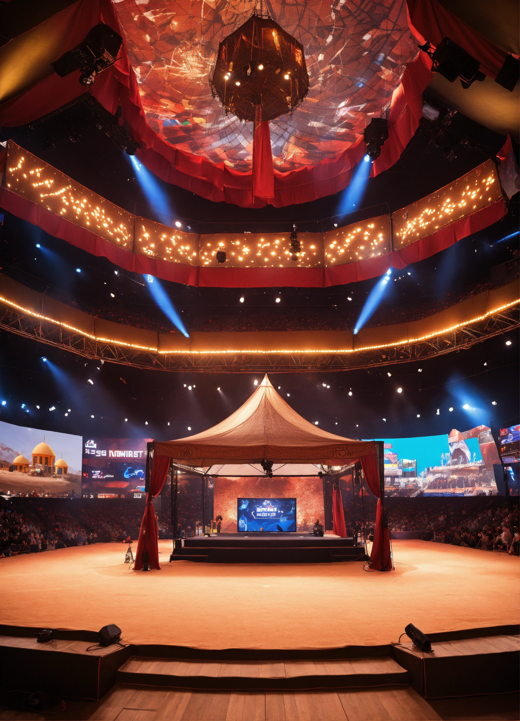 Lexica - Generate an image of a small esports venue's desert tent style ...