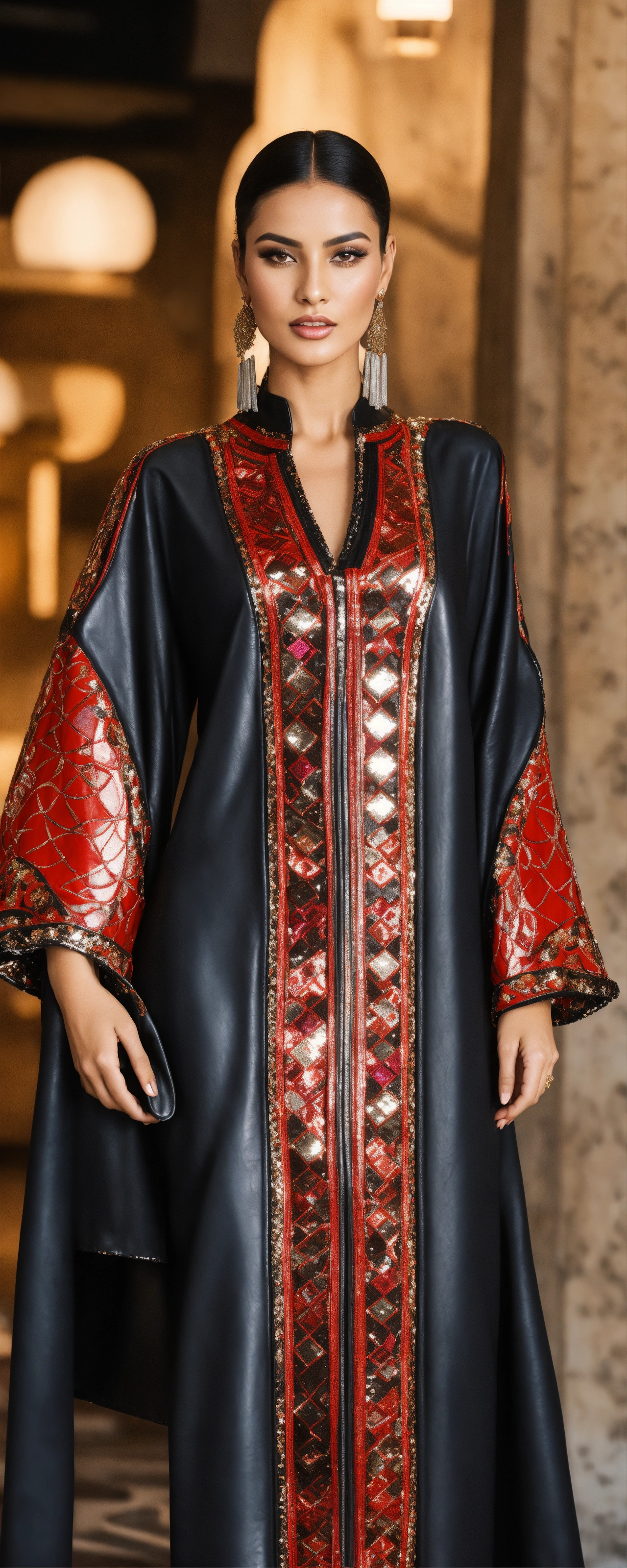 Lexica - Beautiful Arab women model, wearing luxury dress caftan , With ...