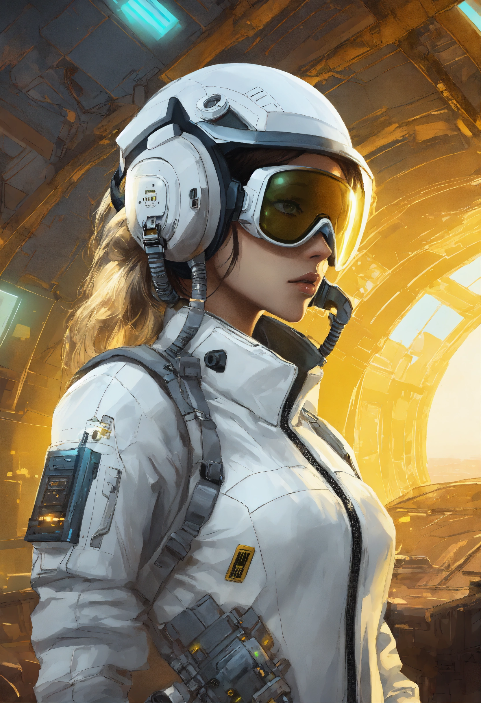 Lexica - Artwork of a cyberpunk woman in a white and gray spacesuit ...