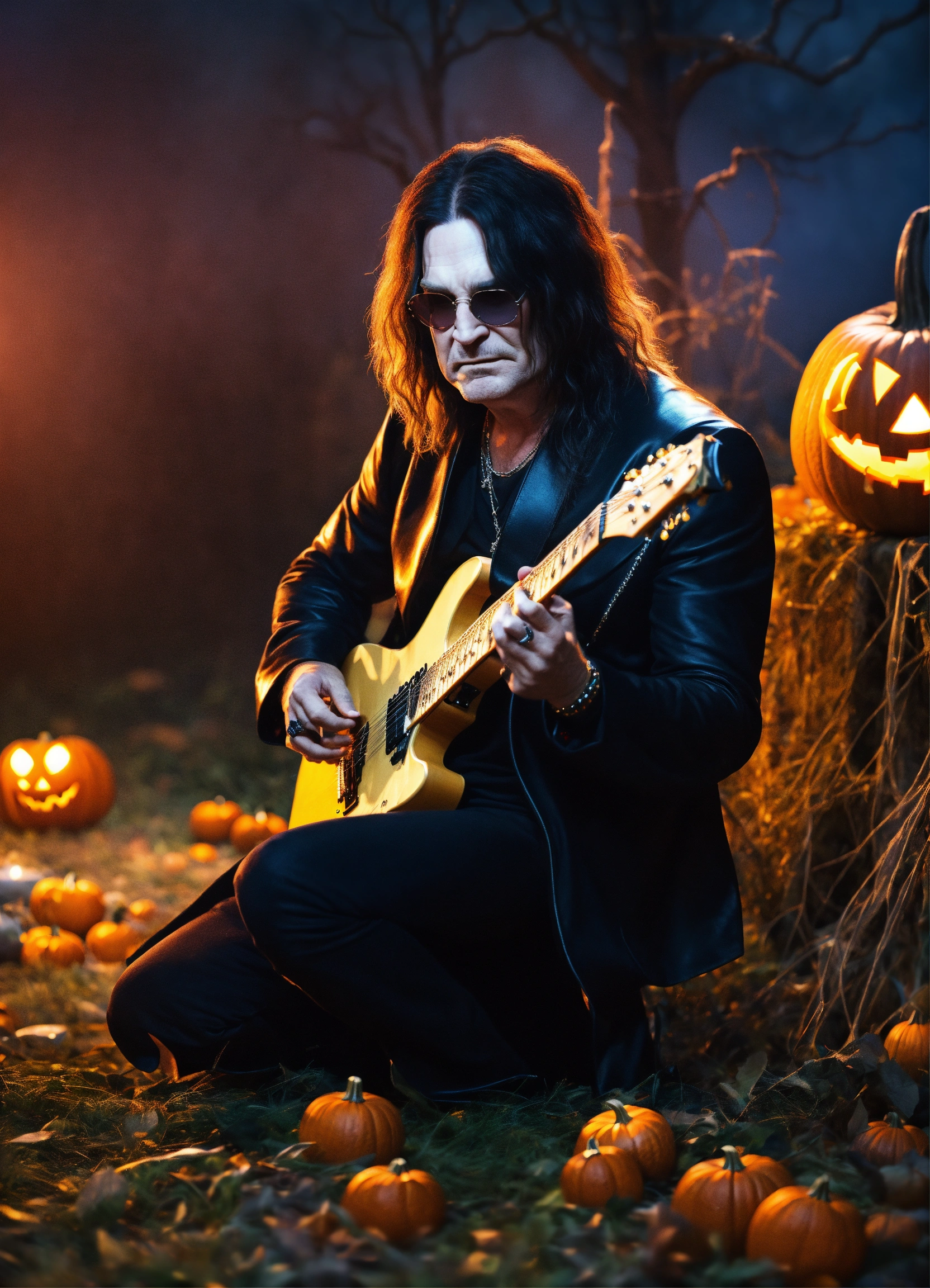 Lexica - Ozzy ozbourne playing a guitar at Halloween hyper realistic 8k