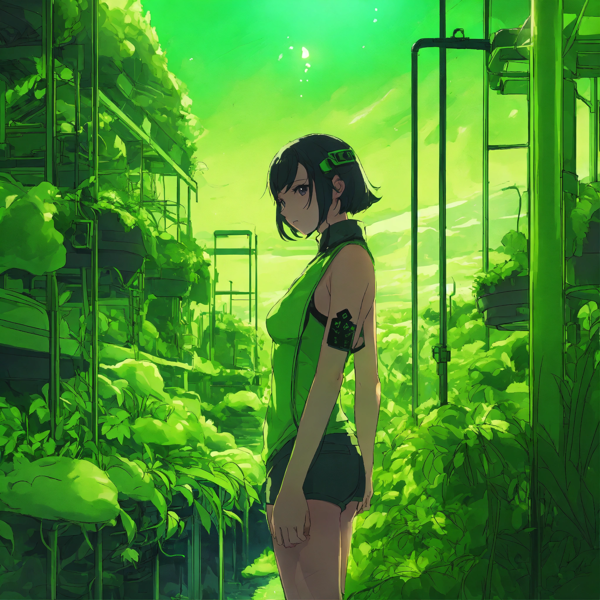 Lexica - Deep inside the green oxygen farm of a sea, anime female in ...