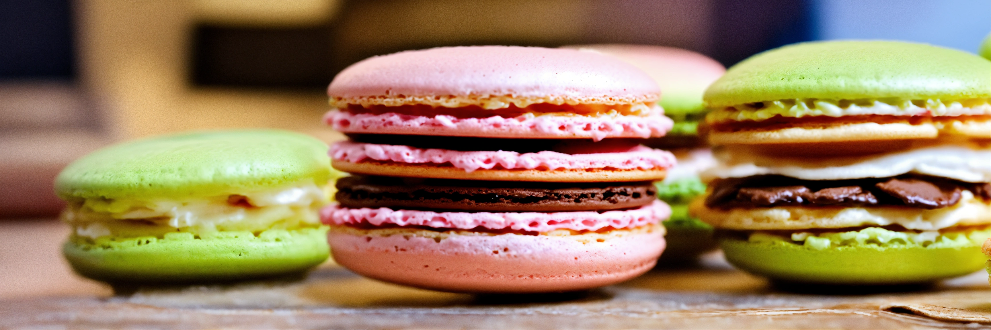 Lexica Photo of French delicacy, topnotch French, hyperrealistic 128K Macarons.