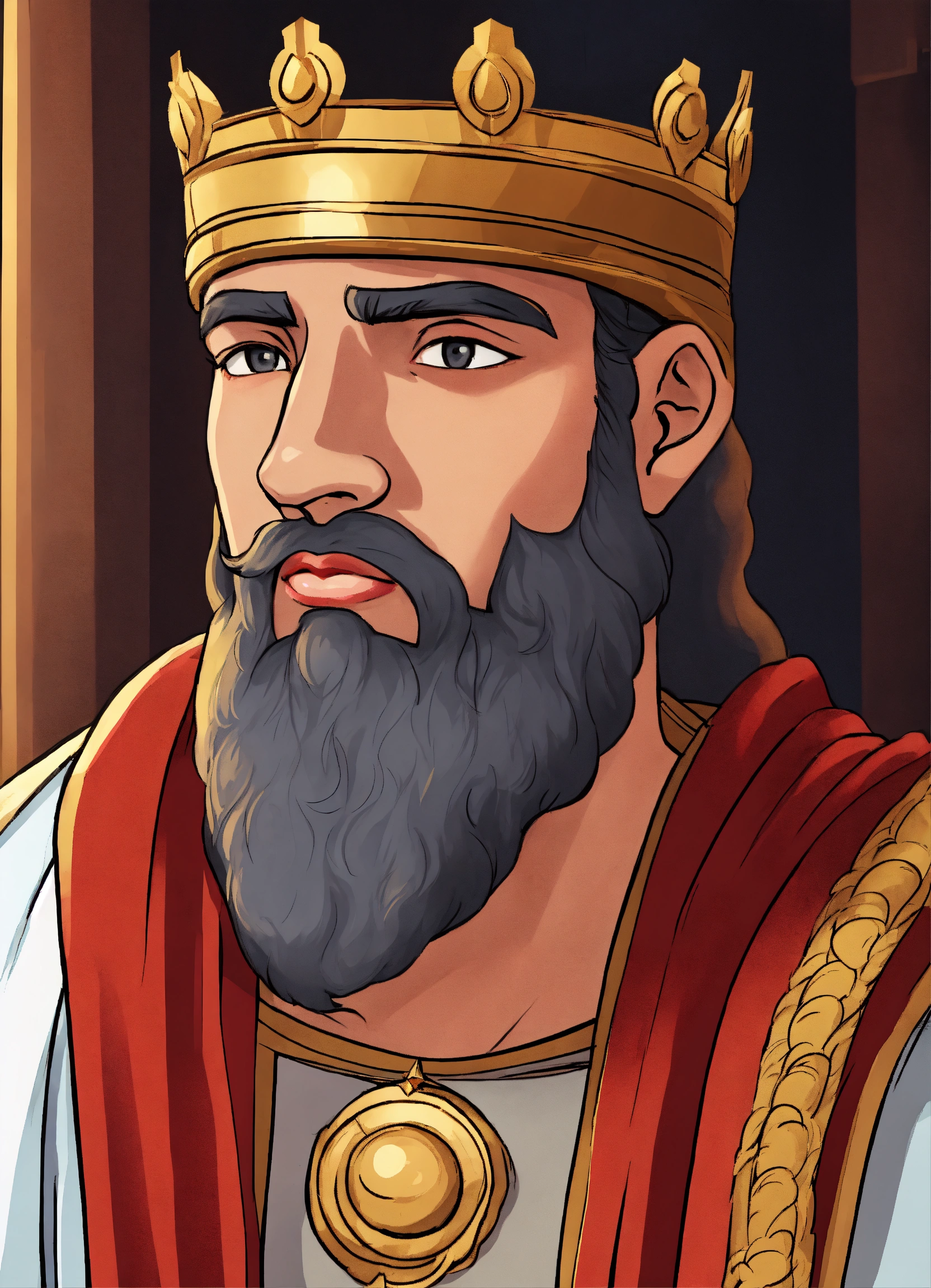 Lexica - 25 year old King Rehoboam from the bible, 2d cartoon, face closeup