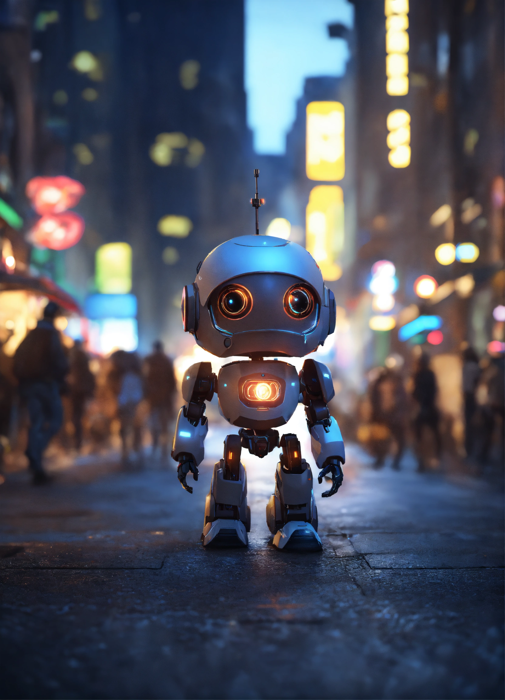 Lexica - Unreal engine render of a cute tiny robo in a busy, crowded ...