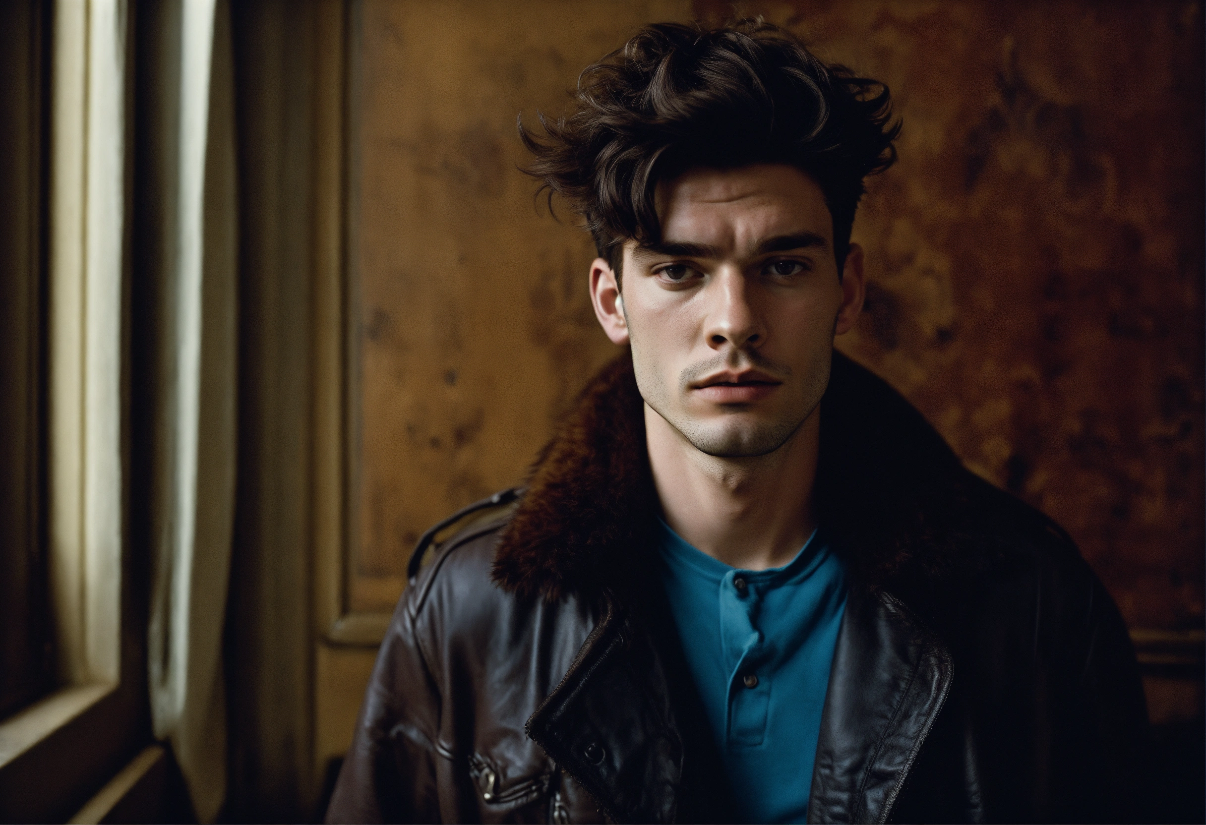 Lexica - Editorial portrait of young man, scruffy, Scottish, dark brown ...