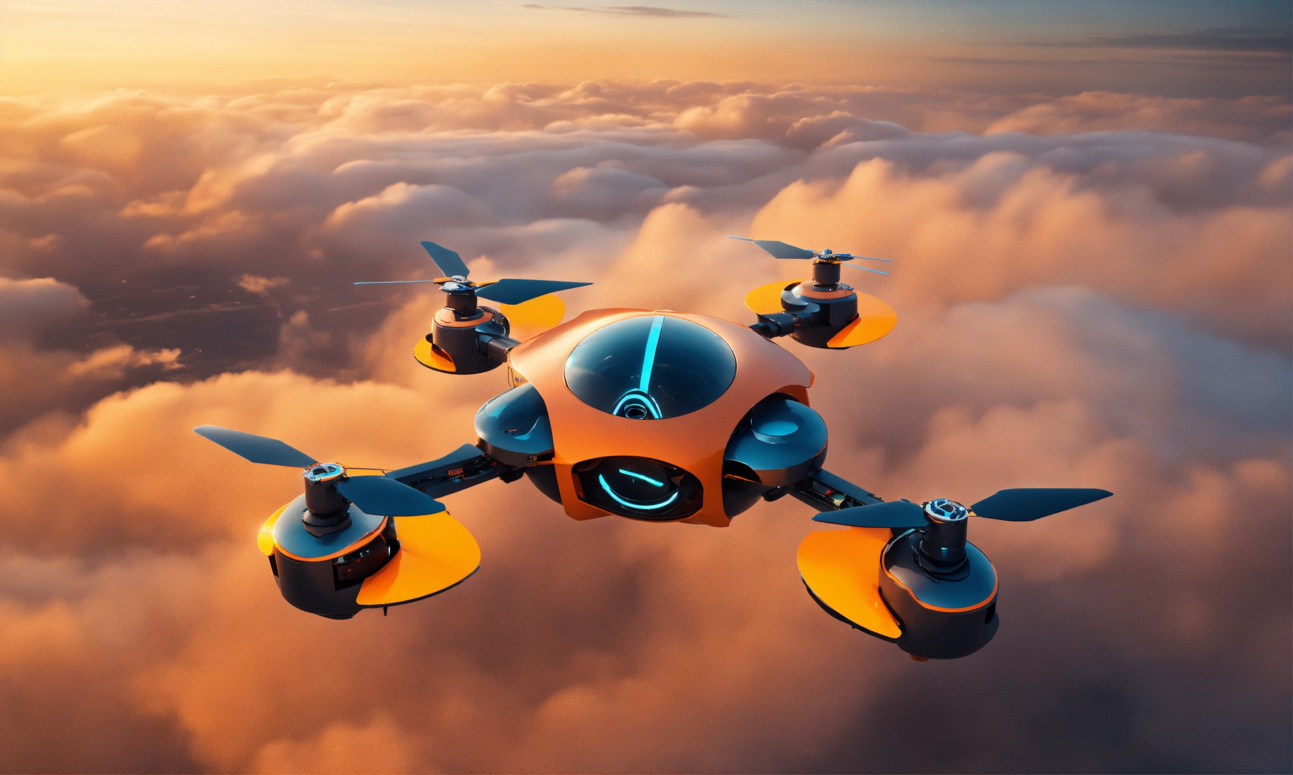 Lexica - Small construction flying robot, modern, futuristic, orange ...