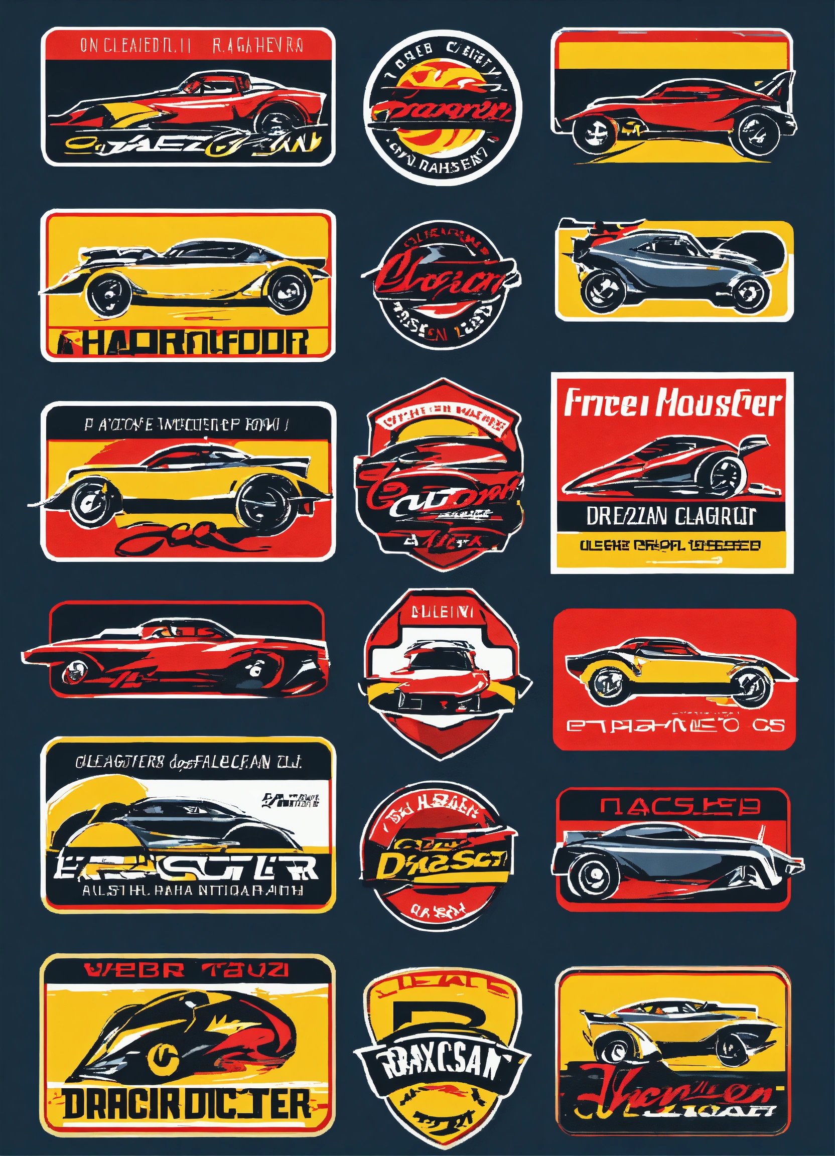 Lexica - Clean modern dragster race car badge stickers