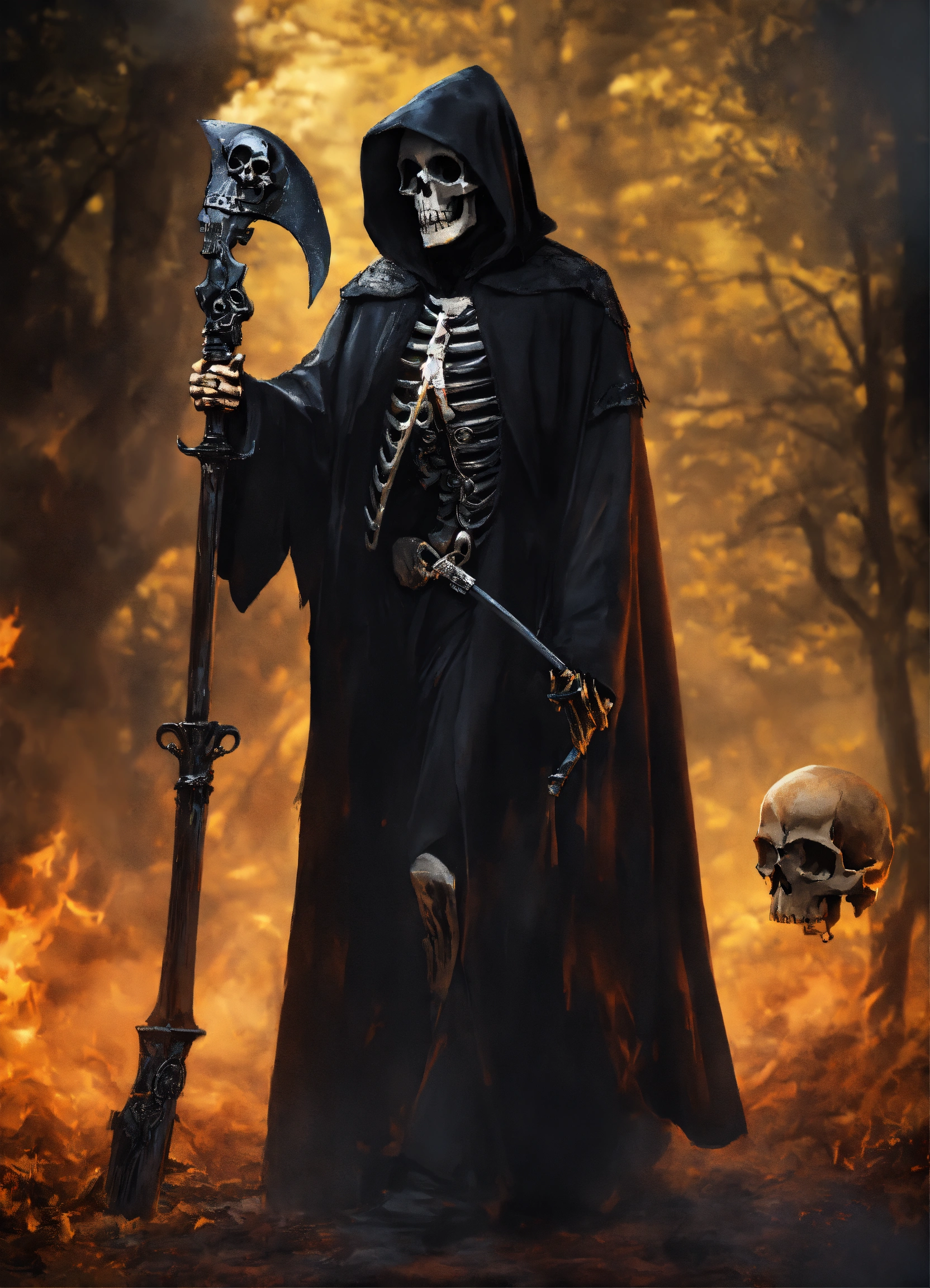 Lexica - Grim reaper, Skull, Grim Reaper side view holding up hand