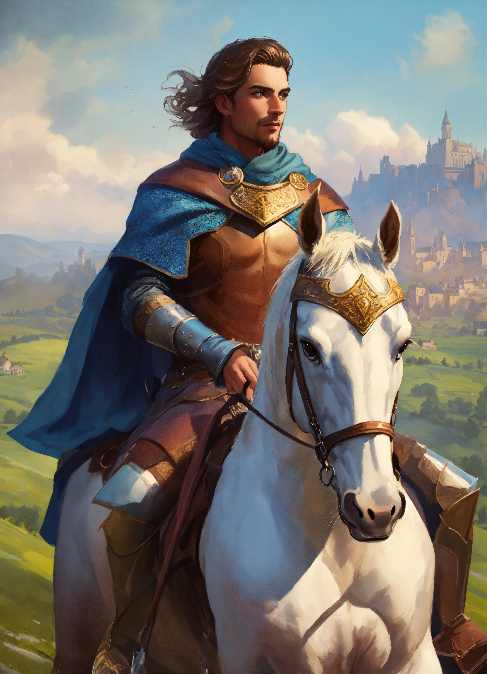 Lexica - A medieval rider on a horse in the center of the image ...