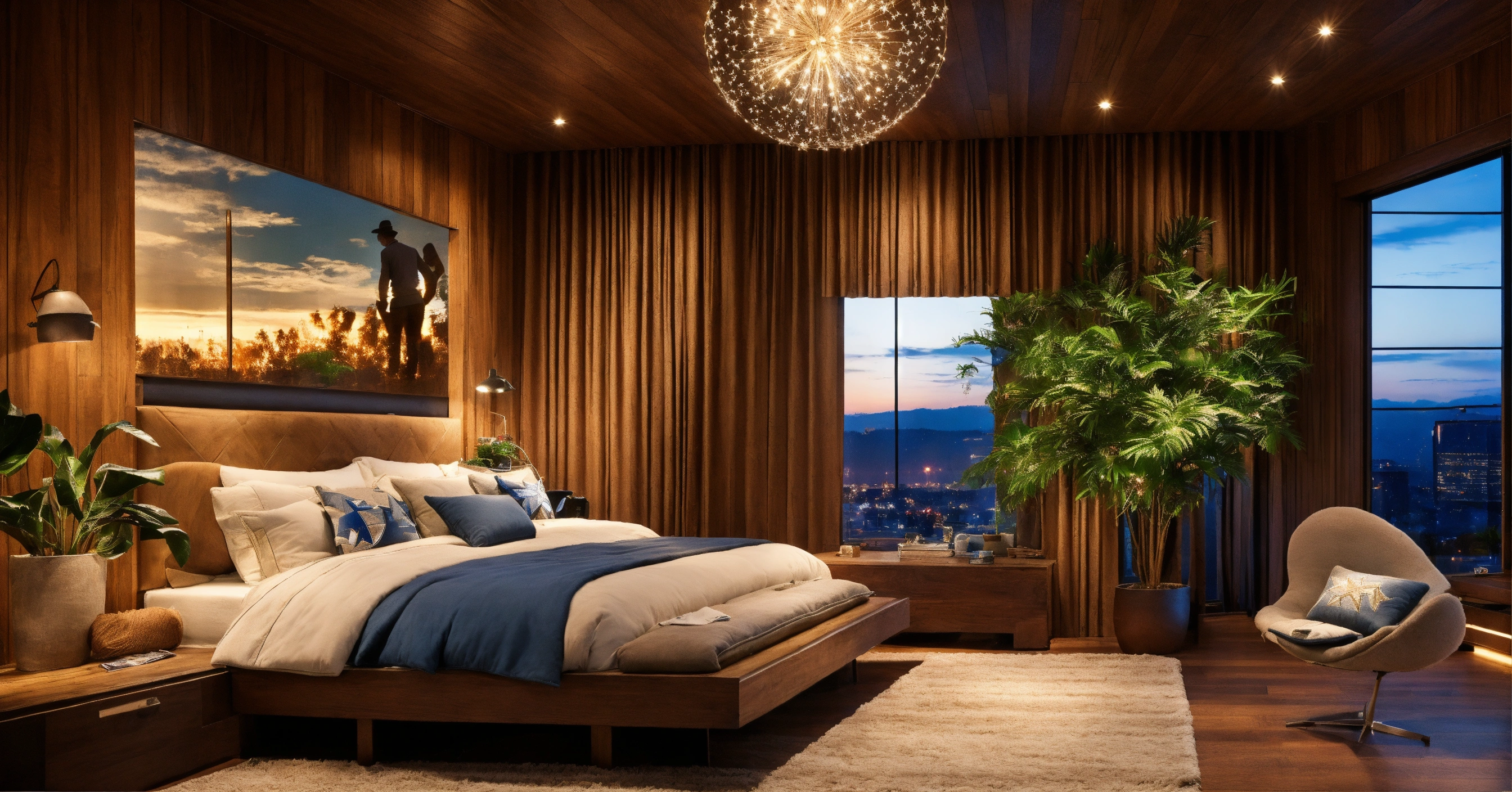 Lexica - Dallas cowboy nfl bedroom, wood floors, wood walls, night time ...