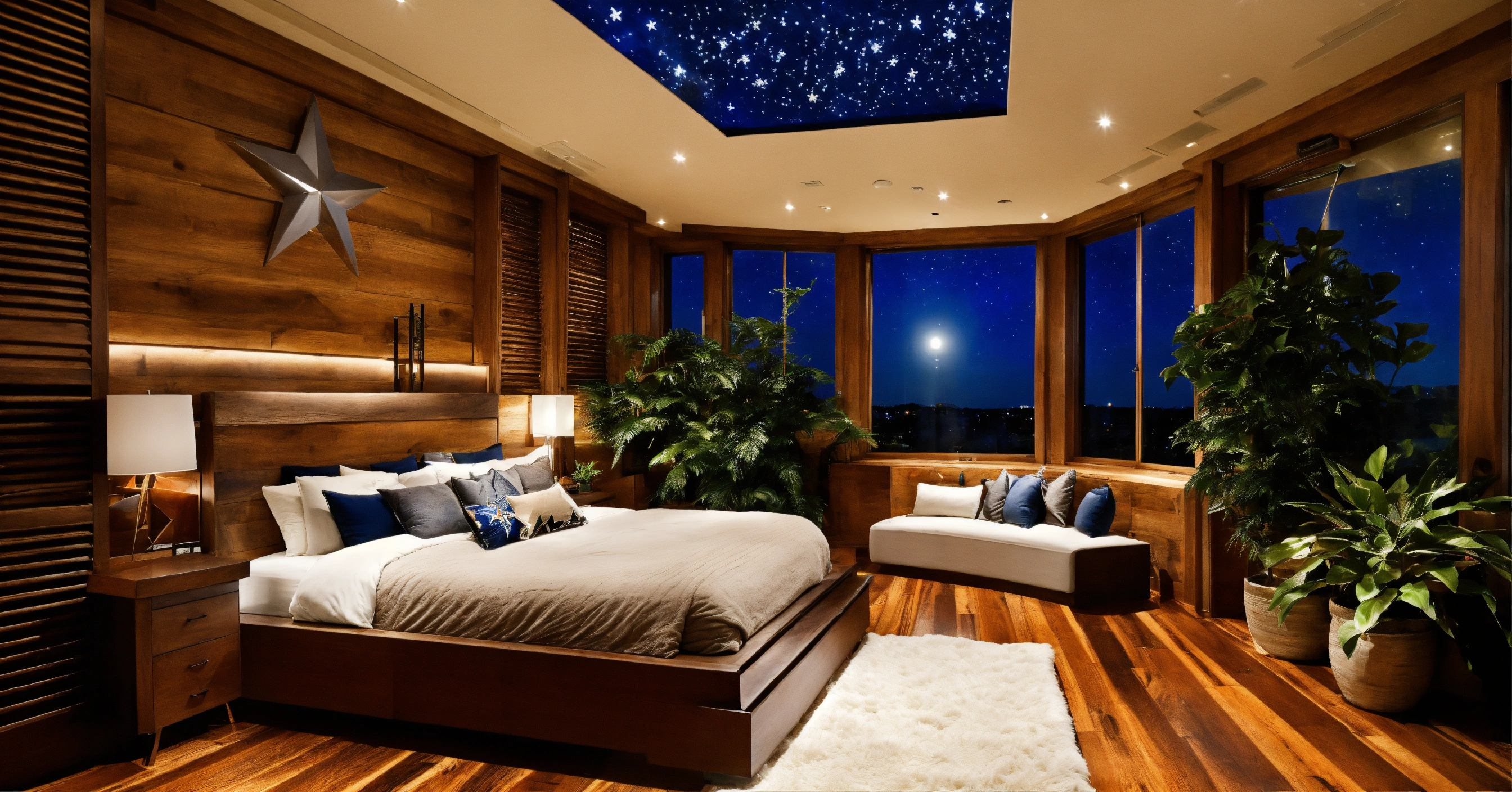 Lexica - Dallas cowboy nfl bedroom, wood floors, wood walls, night time ...