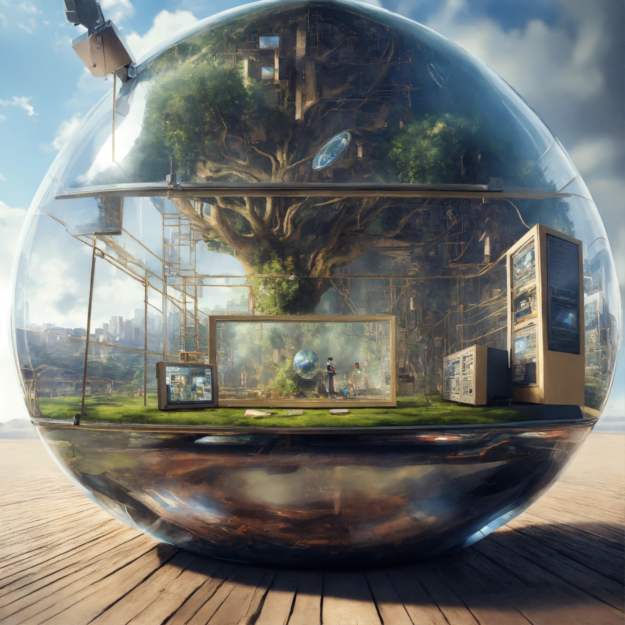 Lexica - A photorealistic close-up view from inside a giant transparent ...